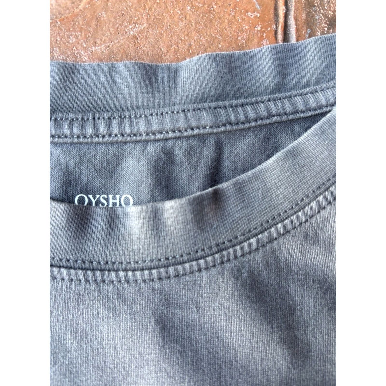 Vintage OYSHO Cropped Short Sleeve T-Shirt Women's M Grey Crew Neck Pullover Knit Cotton Modal Elastane Slim Comfortable Casual Streetwear Basics Modern Size M / US 6-8 / IT 42-44 - 4 Thumbnail