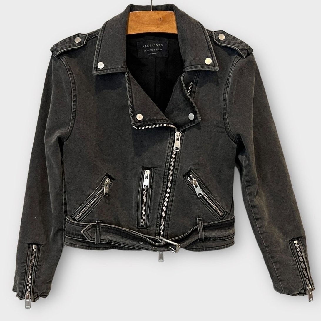 Allsaints AllSaints Balfern Denim Biker Jacket Size US/2 Size XS / US 0-2 / IT 36-38 - 6 Thumbnail