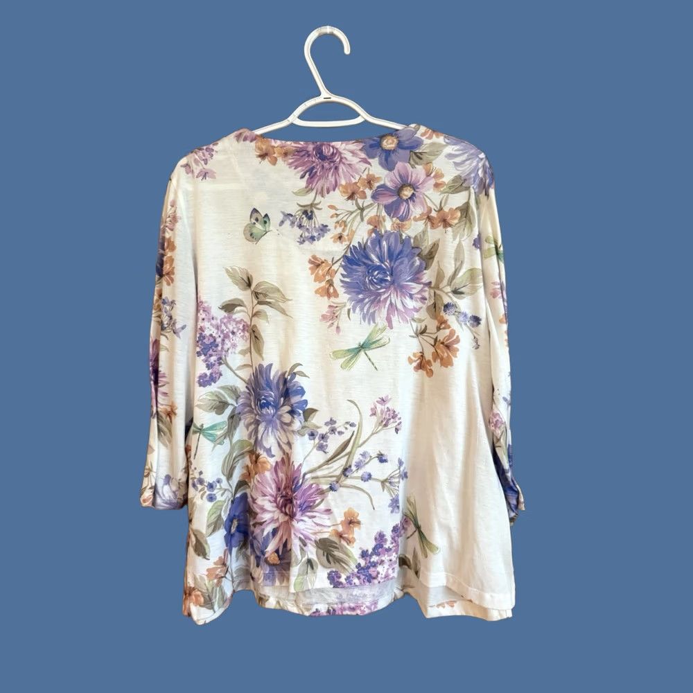 Vintage VINTAGE Alfred Dunner Pastel Floral Top Lace Womens 1X Plus Rhinestone Feminine Dainty Size XL / US 12-14 / IT 48-50 - 1 Thumbnail