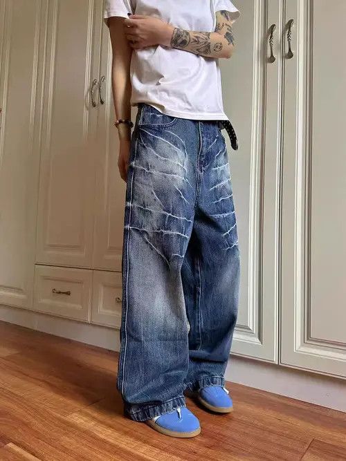 VIBE Vintage street Y2K electric print wide leg baggy jeans Size US 34 / EU 50 - 5 Thumbnail