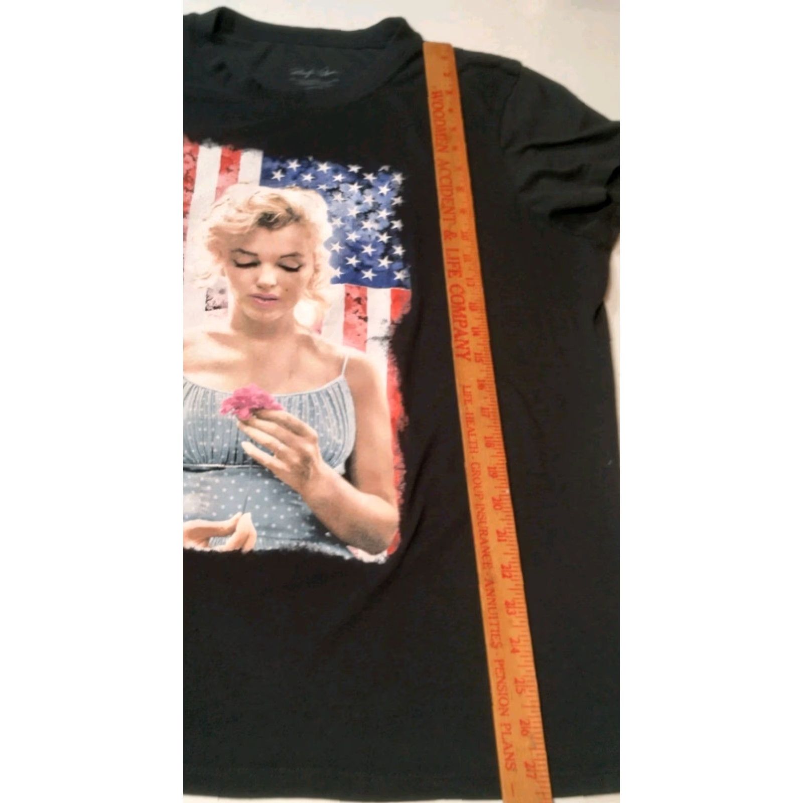 Vintage Marilyn Monroe T Shirt Women Plus Size 3X Black USA Flag America Patriotic Womens Size XXL / US 16-18 / IT 52-54 - 4 Thumbnail