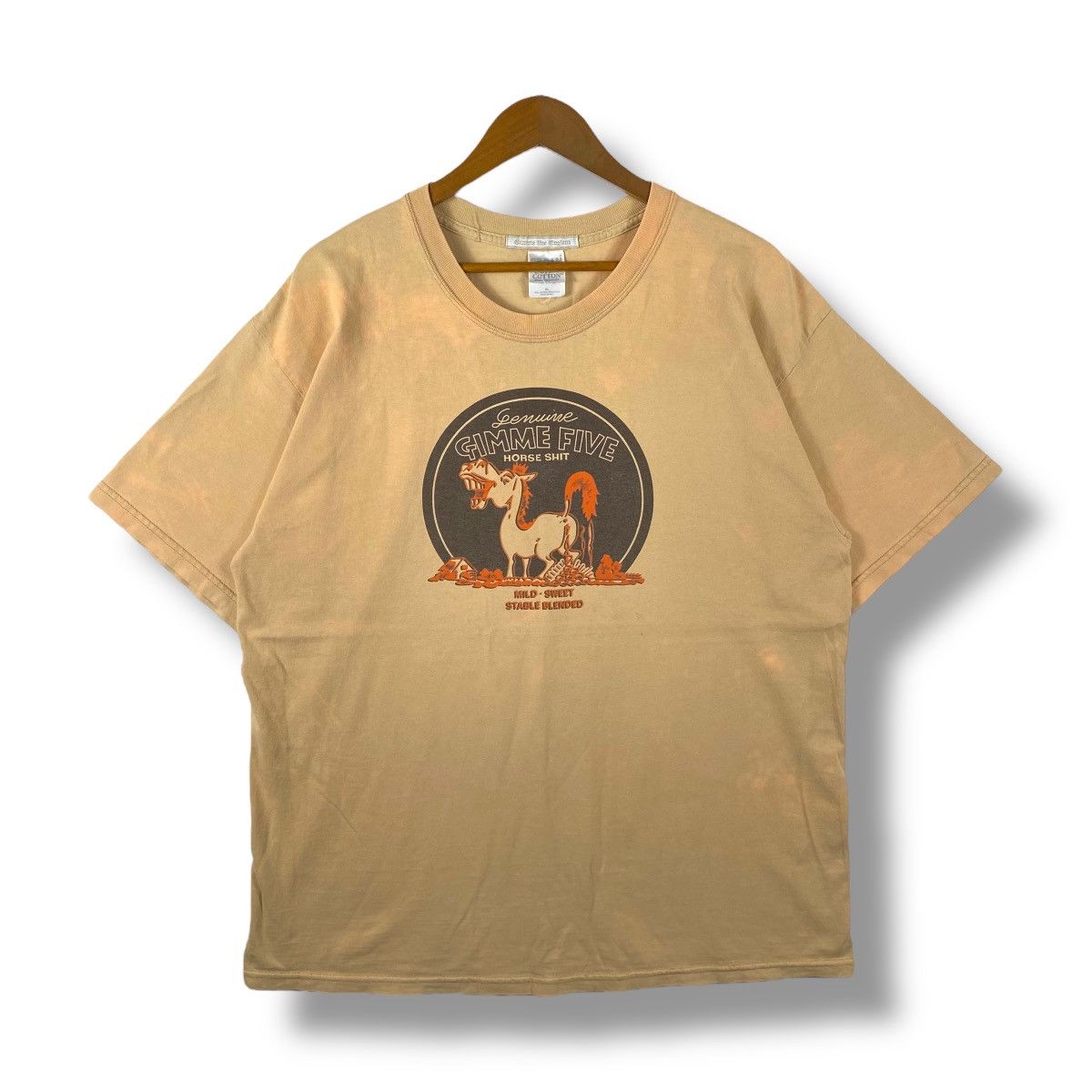 Vintage 00's GIMME FIVE ENGLAND Horse Shit Faded Tee Shirt