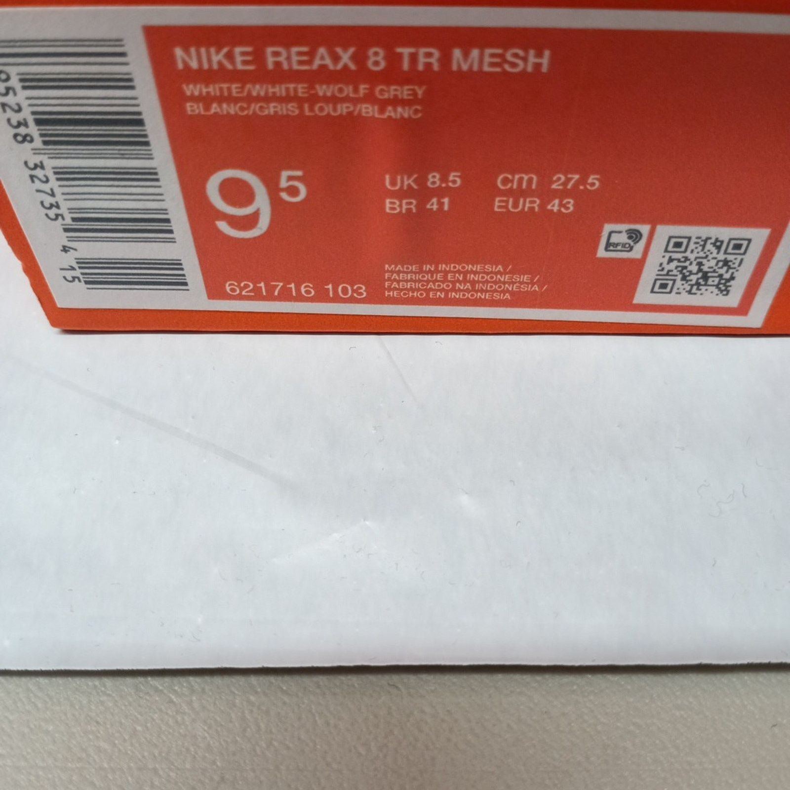 Nike Reax 8 TR Mesh White Red Sneakers Men's Size 9.5 NWB