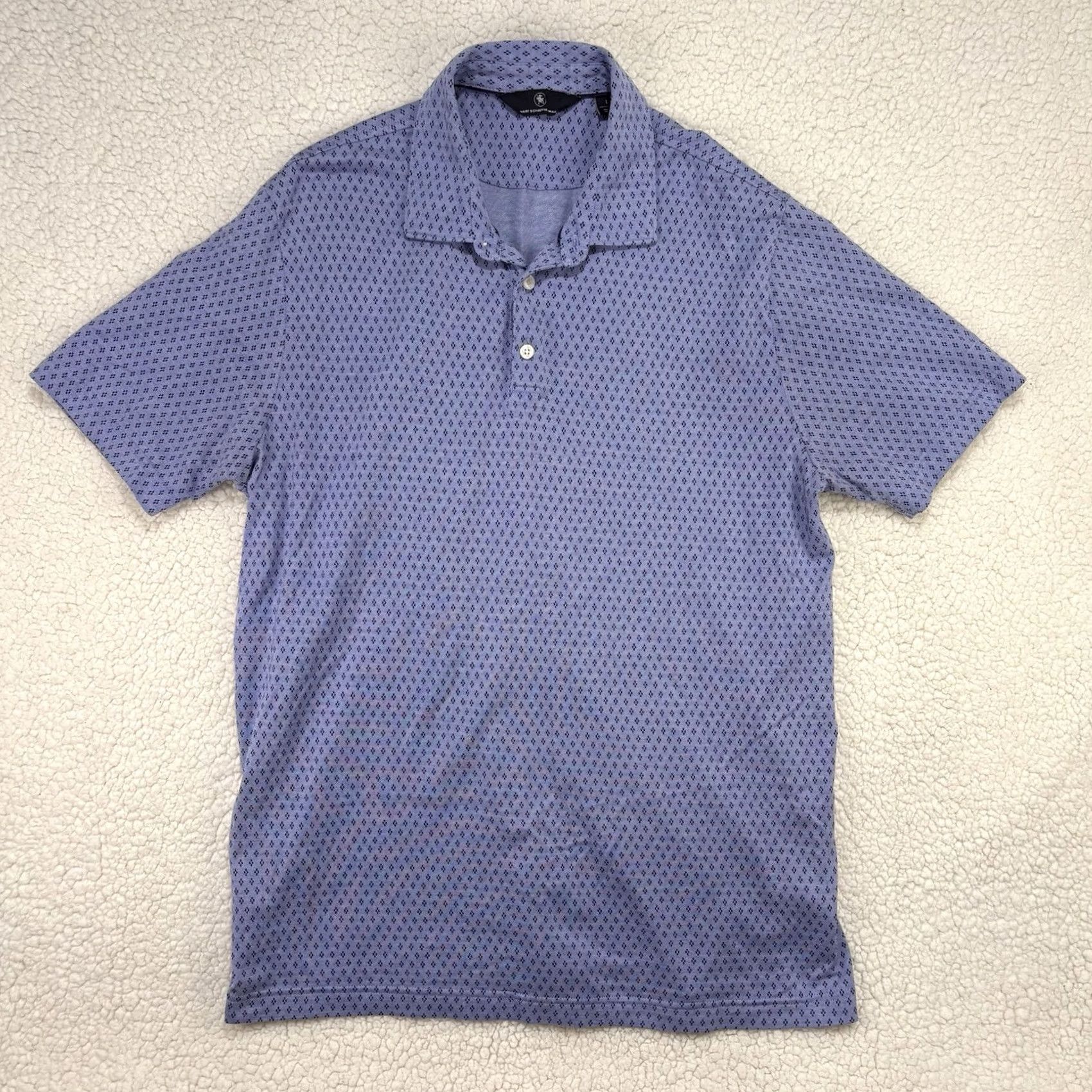 Hart Schaffner Marx Hart Schaffner Marx Polo Shirt Mens Large Blue Geometric Print 100% Cotton Golf Casual Size US L / EU 52-54 / 3 - 2 Thumbnail