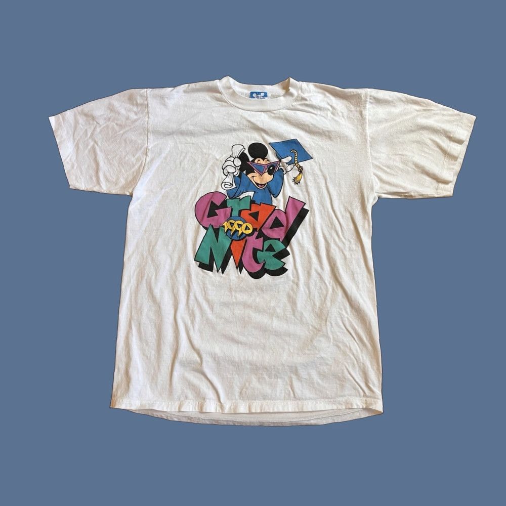 Vintage VINTAGE Mickey Mouse Graduation Shirt Men’s XL White T-Shirt Regular 1990s Disney Character Fashions Graphic Print Size US L / EU 52-54 / 3 - 1 Thumbnail