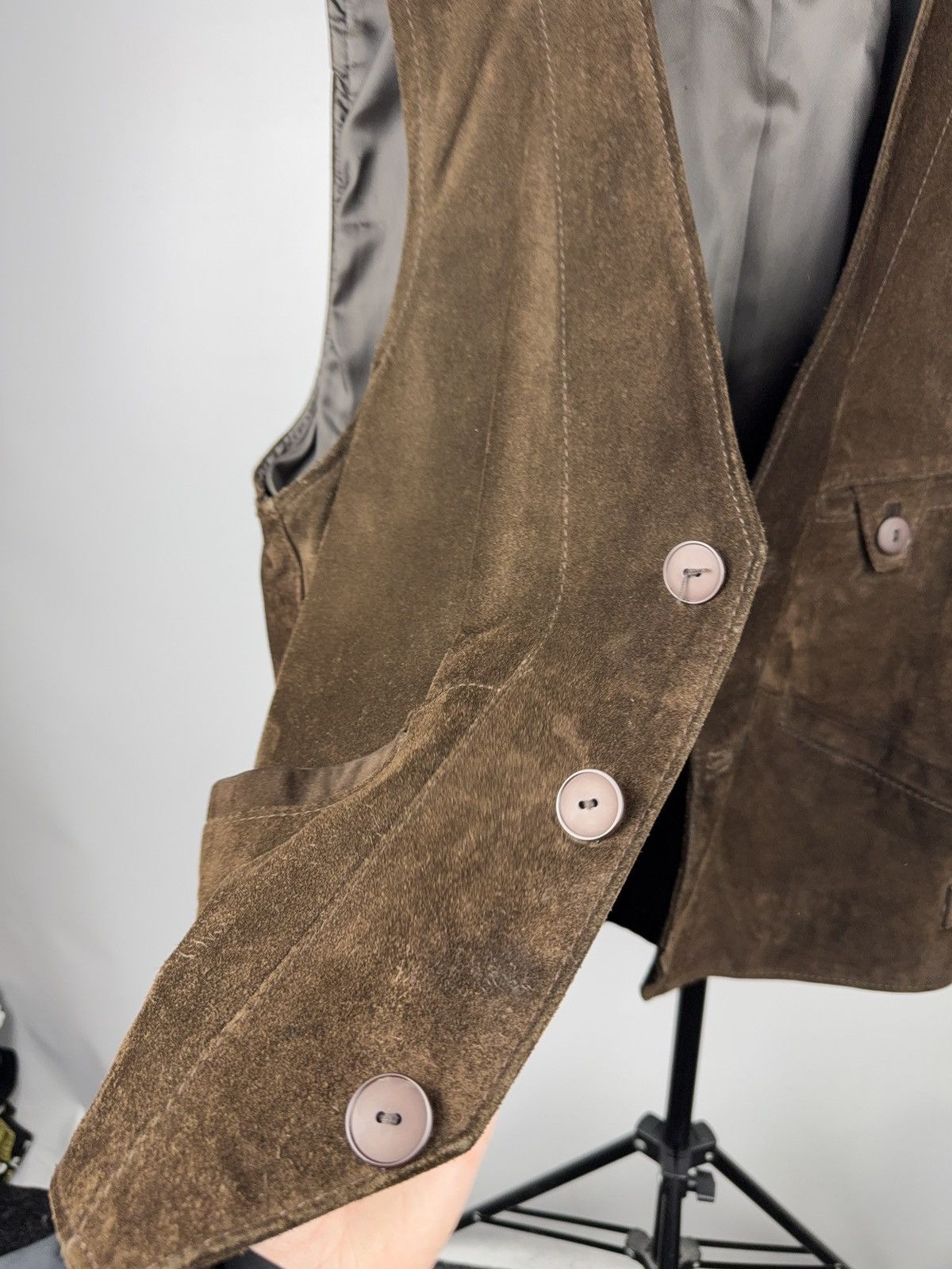 Leather Vintage 90s Cowboy Western USA Retro Suede Leather Vest Size US M / EU 48-50 / 2 - 8 Thumbnail