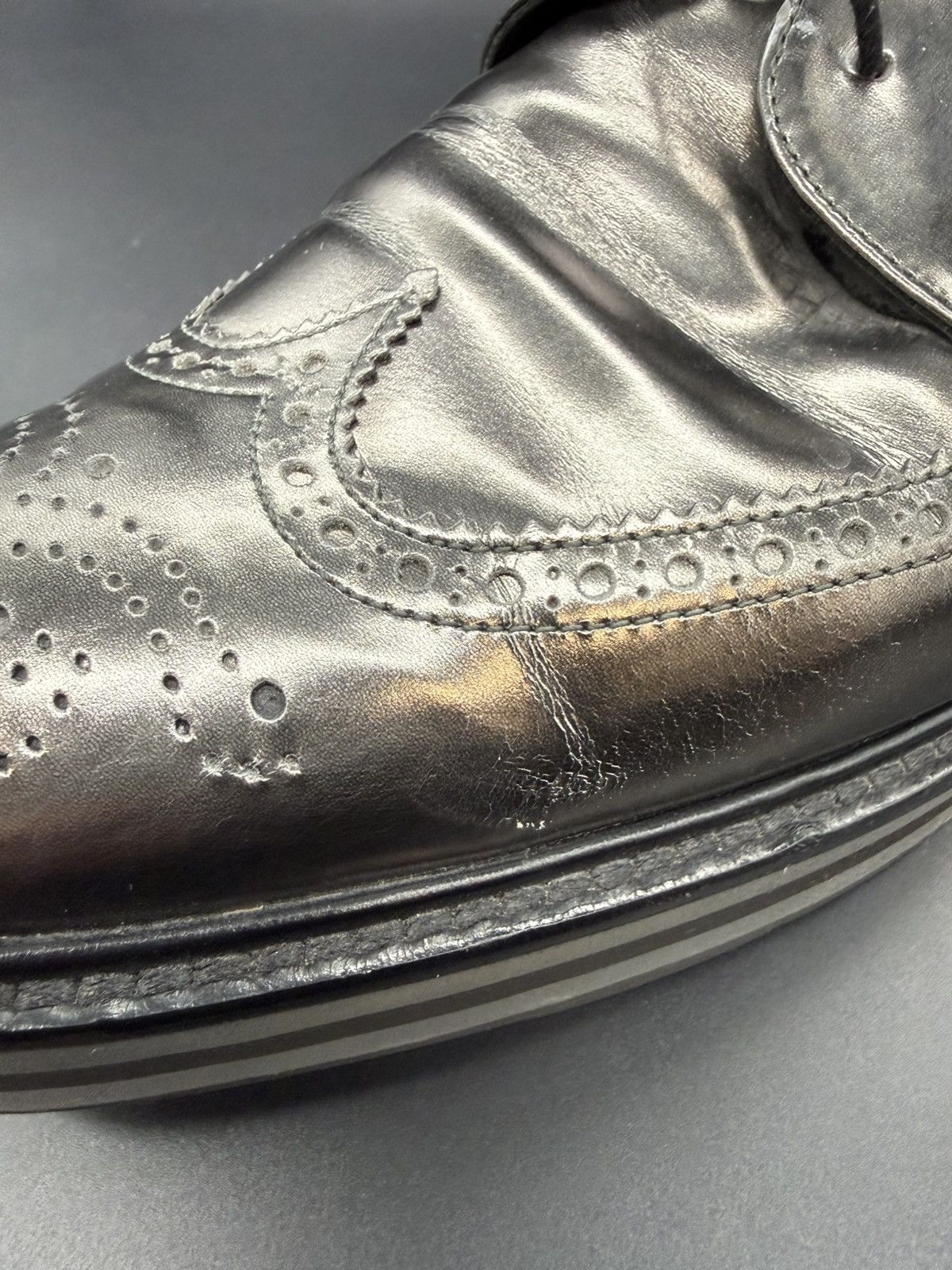 Prada PRADA Metallic Leather Platform Wingtip Brogue Oxford-US 11 Size US 11 / EU 44 - 20 Thumbnail