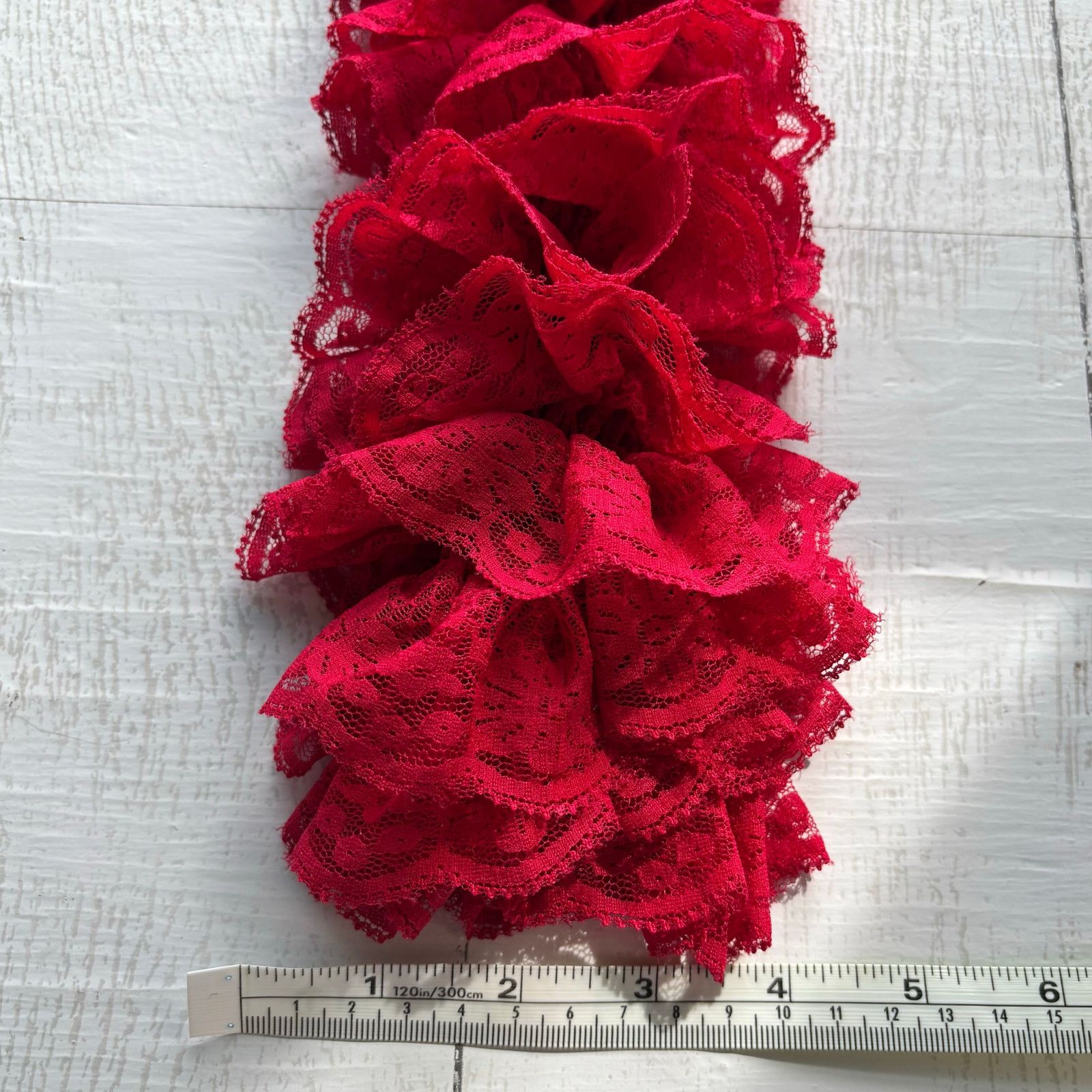 Handmade Handmade Red Lace Ruffle Layered Scarf Size ONE SIZE - 6 Thumbnail