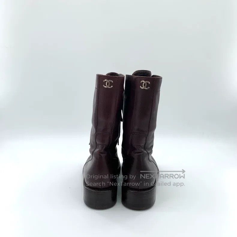 Chanel Chanel Dark red leather lace-up casual flat boots Martin b Size US 6.5 / IT 36.5 - 4 Thumbnail