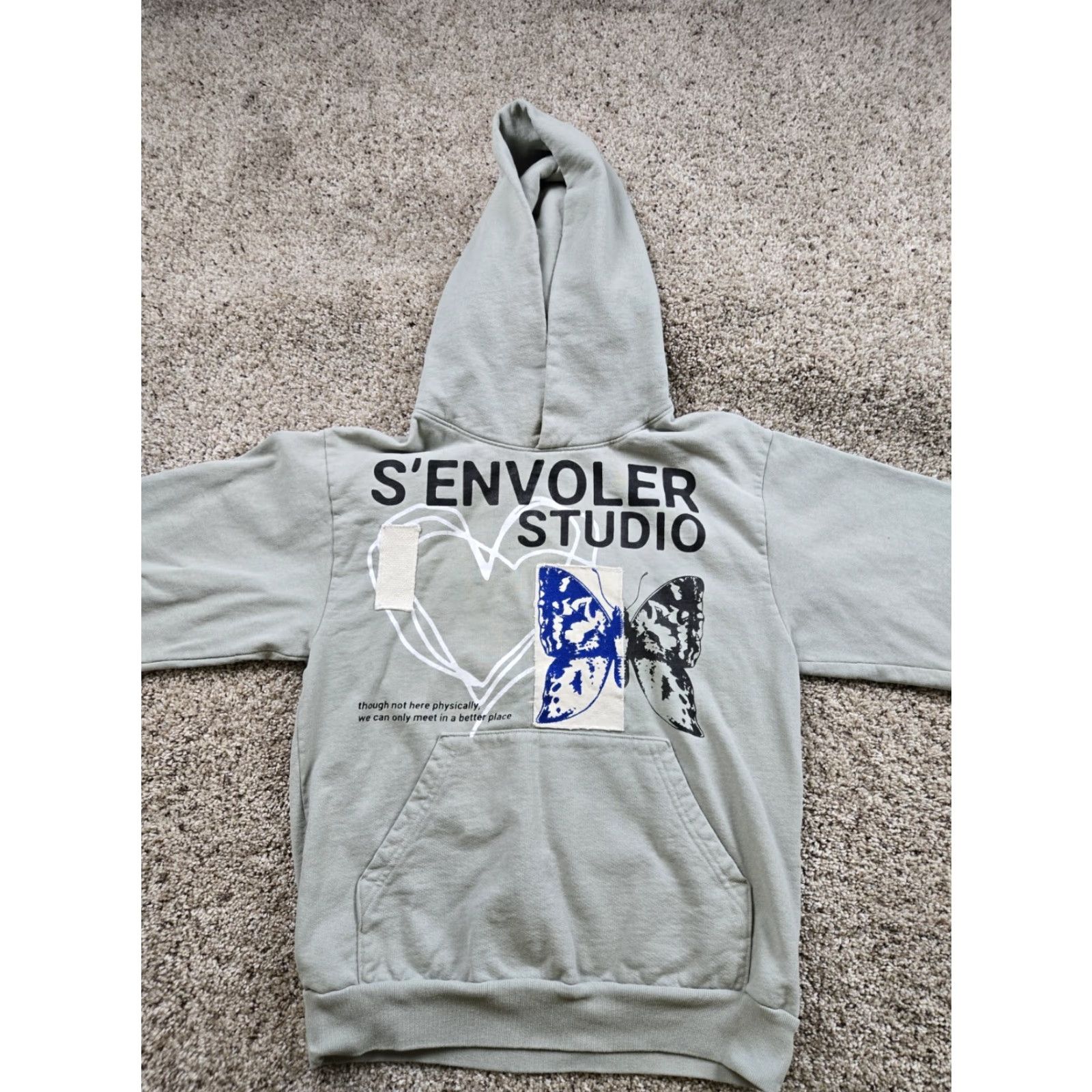 Vintage S'envoler Studios Hoodie Mens Small Gray Pocket Sweatshirt Pullover Heavyweight Size US S / EU 44-46 / 1 - 5 Thumbnail