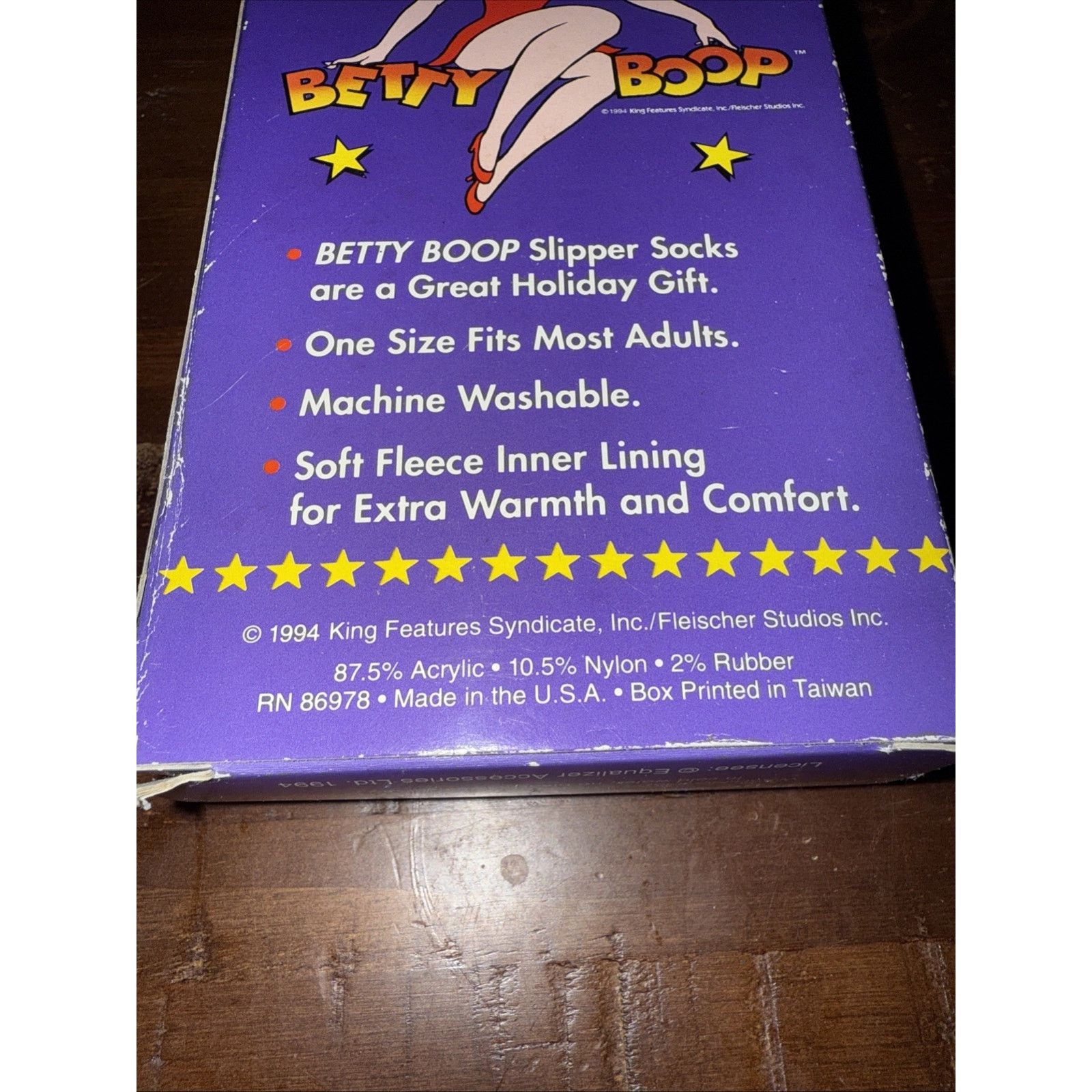 Equipment Vintage 1994 Betty Boop Slipper Socks OSFA New In Box USA Size ONE SIZE - 4 Thumbnail