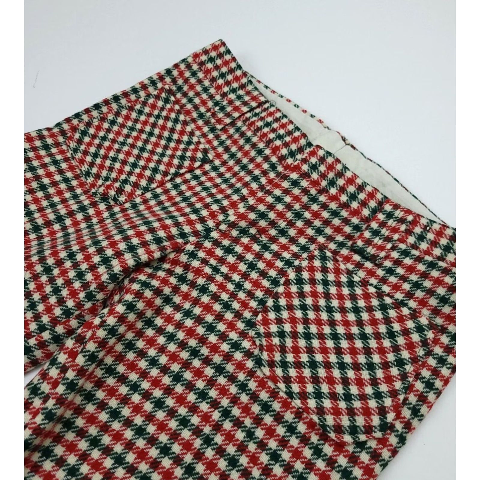 Bell VINTAGE HIS For Her Pants Houndstooth Wool Bell Bottom USA True Vtg Rare 70s Size 30" / US 8 / IT 44 - 2 Thumbnail
