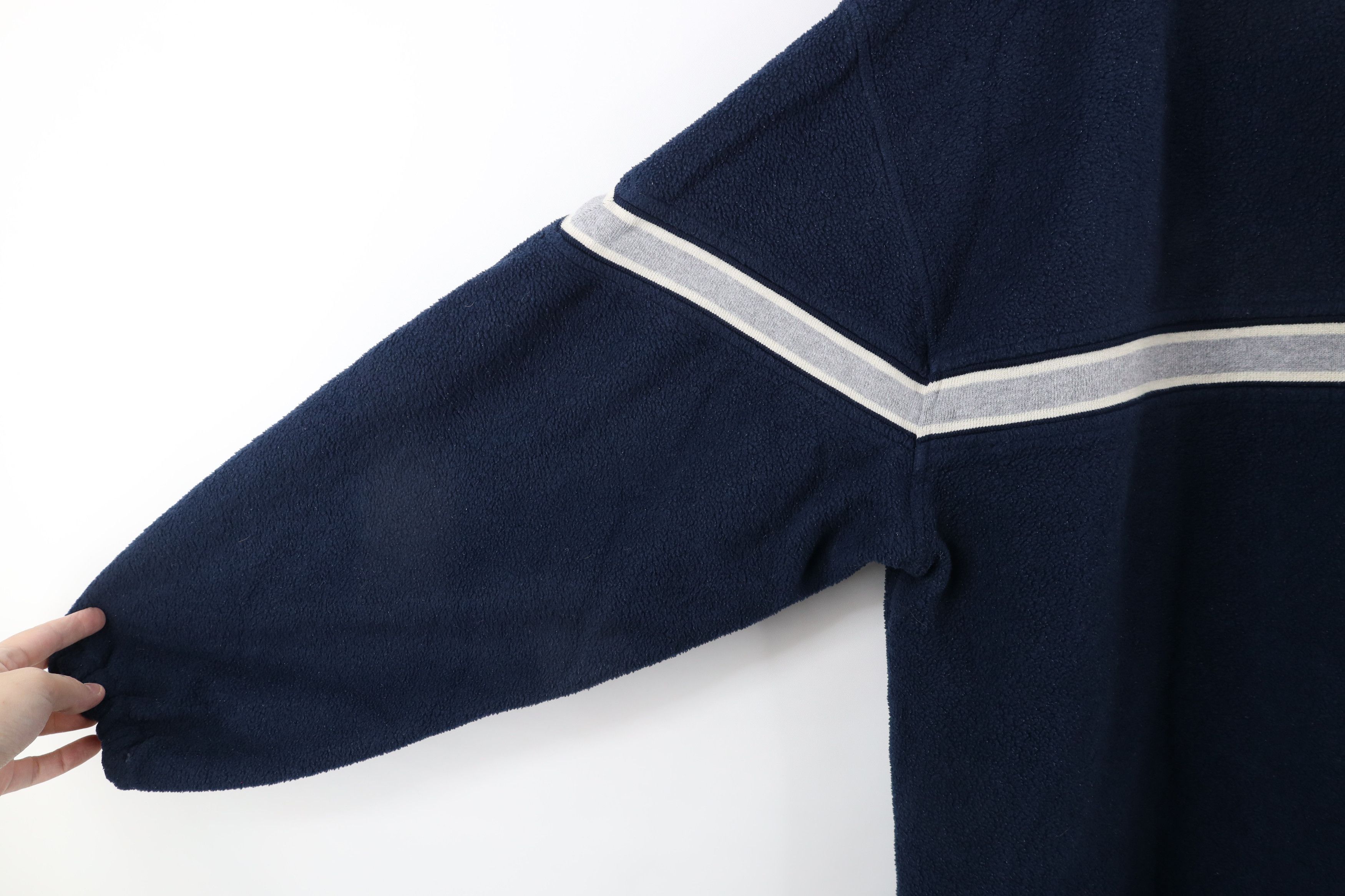 Vintage Vintage 90s Streetwear Striped Fleece Crewneck Sweater Blue Size US XXL / EU 58 / 5 - 4 Thumbnail
