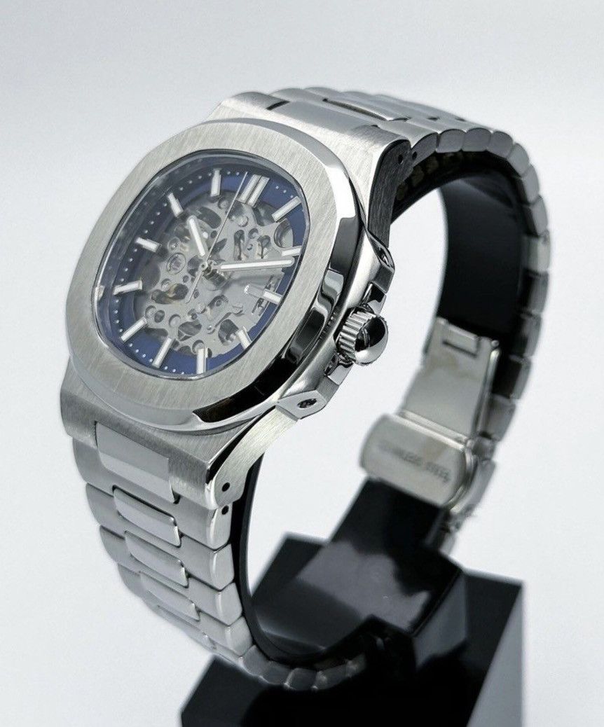 Japanese Brand Seiko Mod Nautilus Blue Skeleton Dial Steel Watch 41mm Size ONE SIZE - 2 Thumbnail