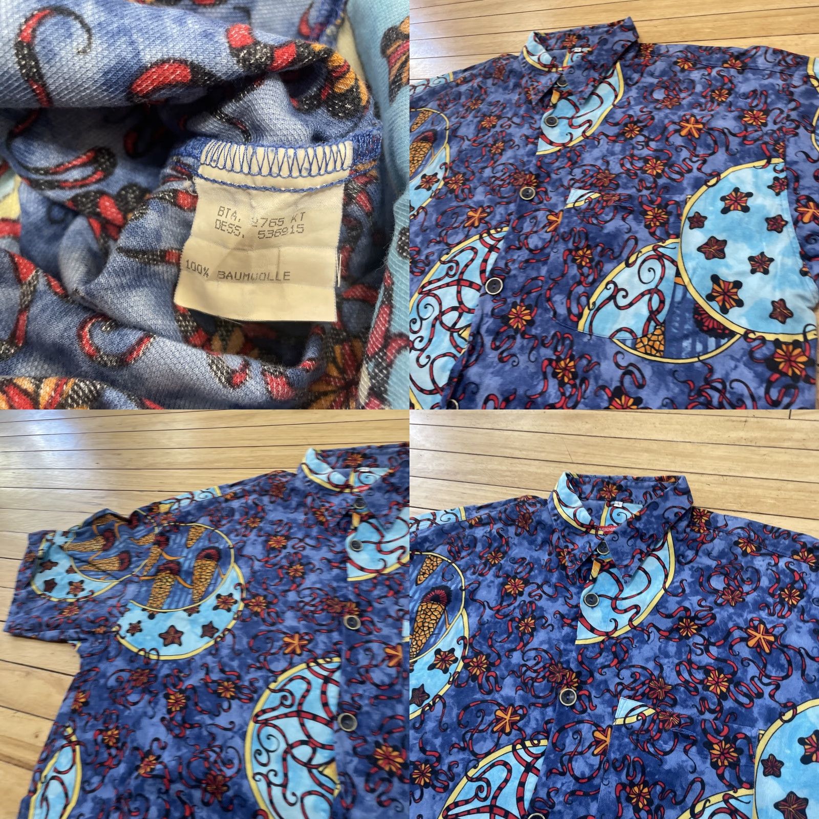 Vintage Signum Graphic Shirt Men L Oversized Butterfly Starfish Blue Orange Geometric Premium Button Up Shirt Size US L / EU 52-54 / 3 - 10 Thumbnail
