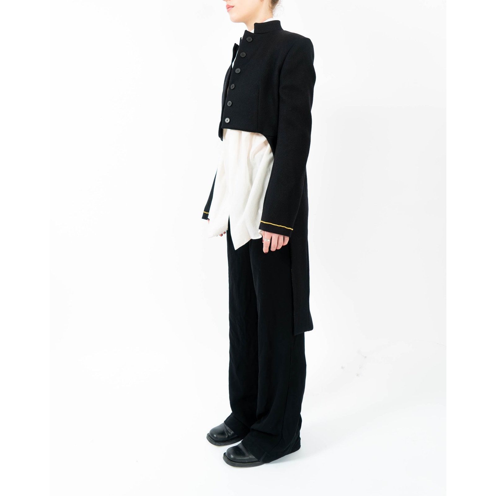 Haider Ackermann FW19 Black Wool Cutout Coat with Golden Embroidery Size S / US 4 / IT 40 - 3 Thumbnail