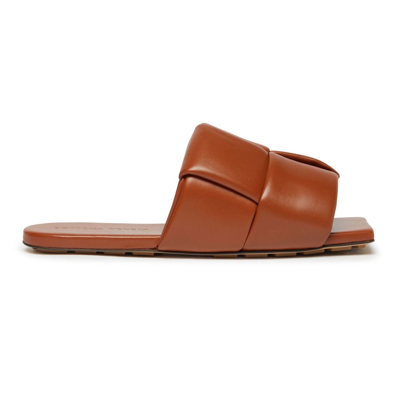 BOTTEGA VENETA Caramel Leather Slide Sandals New And Authent