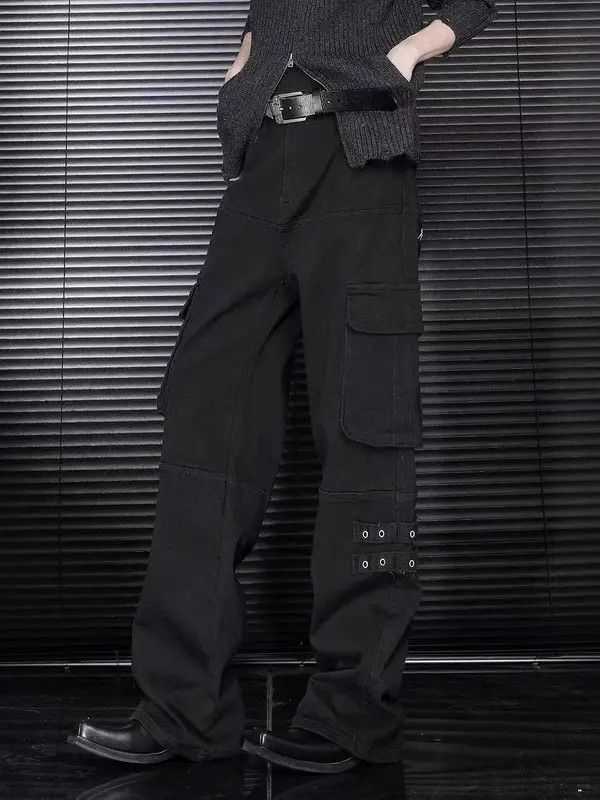 Japanese Brand VIBE Black pocket cargo baggy jeans Size US 34 / EU 50 - 1 Thumbnail