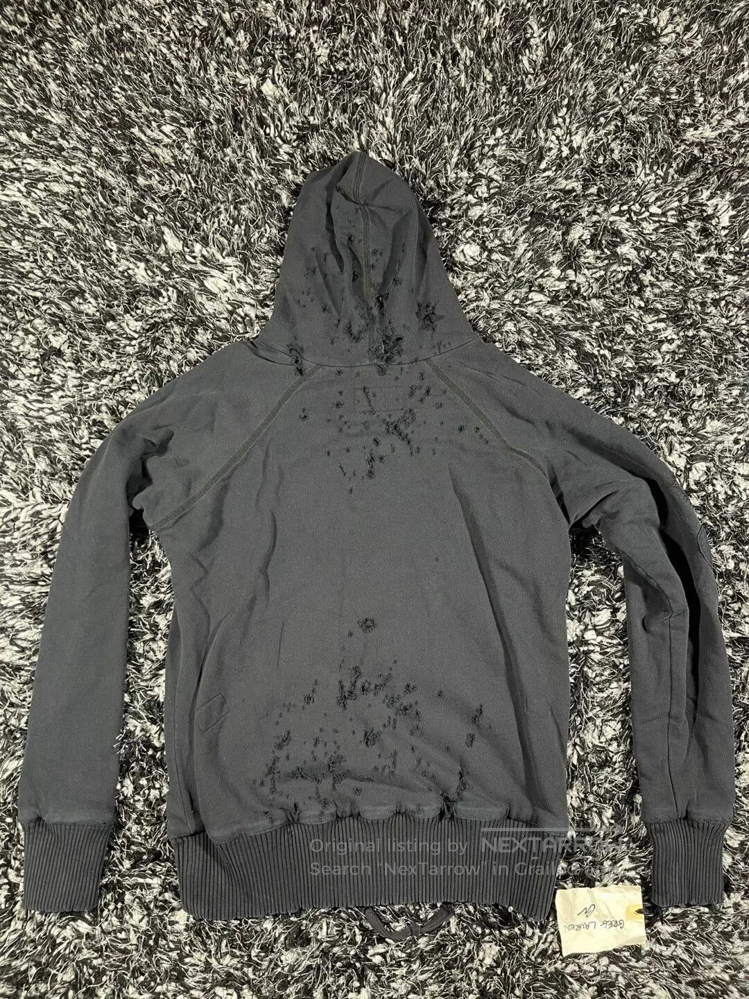 Greg Lauren greg lauren black destroyed zip front hoodie. Size US S / EU 44-46 / 1 - 2 Thumbnail