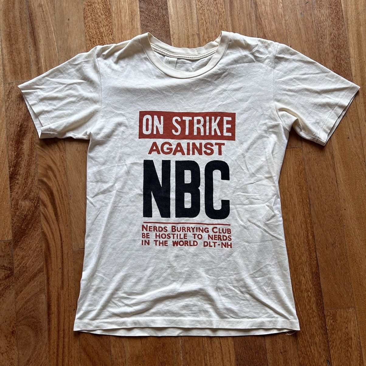 image of N Hoolywood N.hoolywood On Strike Against Nbc Tee in White, Men's (Size Small)