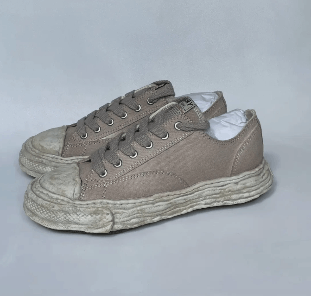 Maison MIHARA YASUHIRO Over Dyed Tan Canvas ‘Peterson’ Trainers Size US 12 / EU 45 - 5 Thumbnail