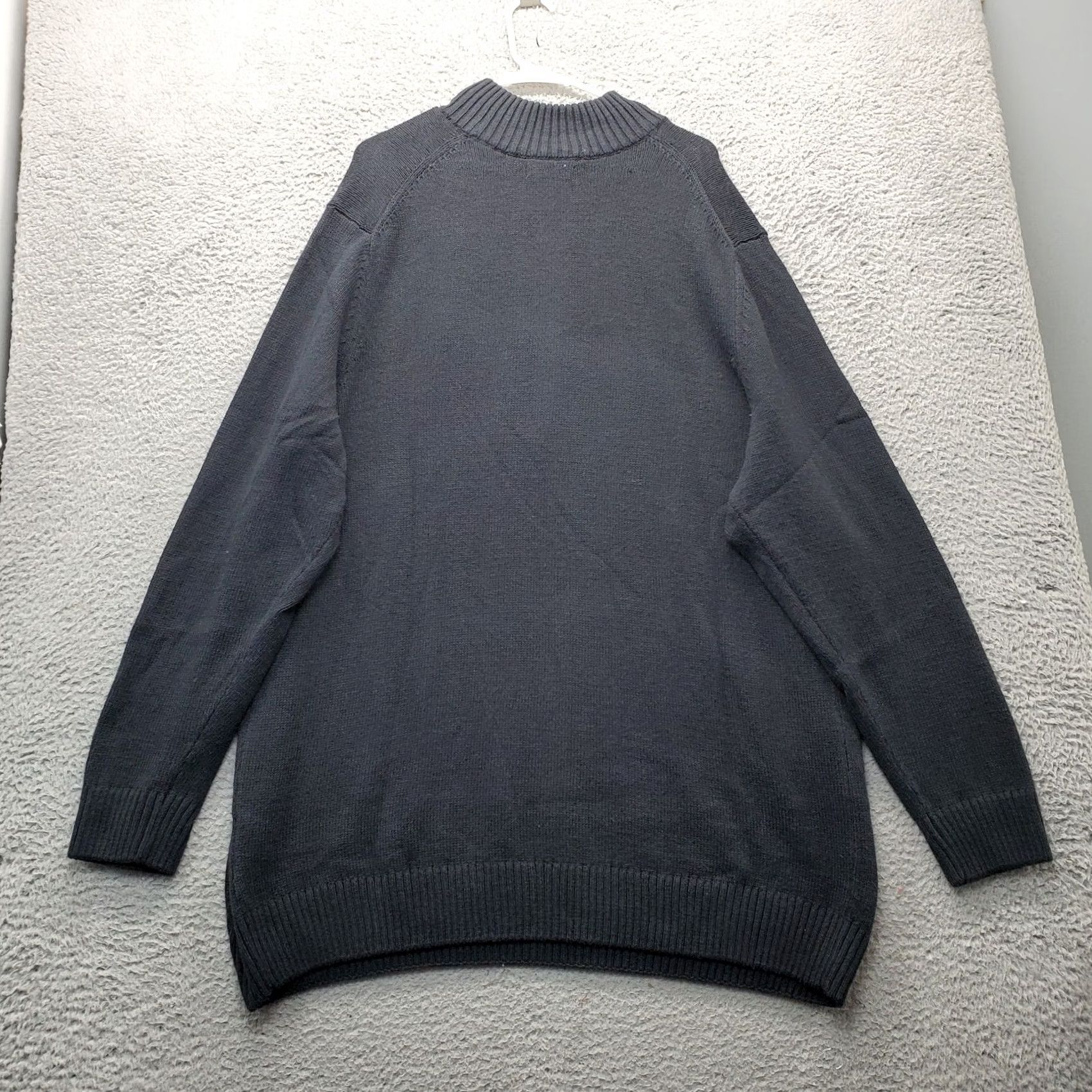 Vintage Sonoma Mens 4XB Black Knit Heavyweight Crew Neck 1/4 Zip Pullover Sweatshirt Size US XXL / EU 58 / 5 - 2 Thumbnail