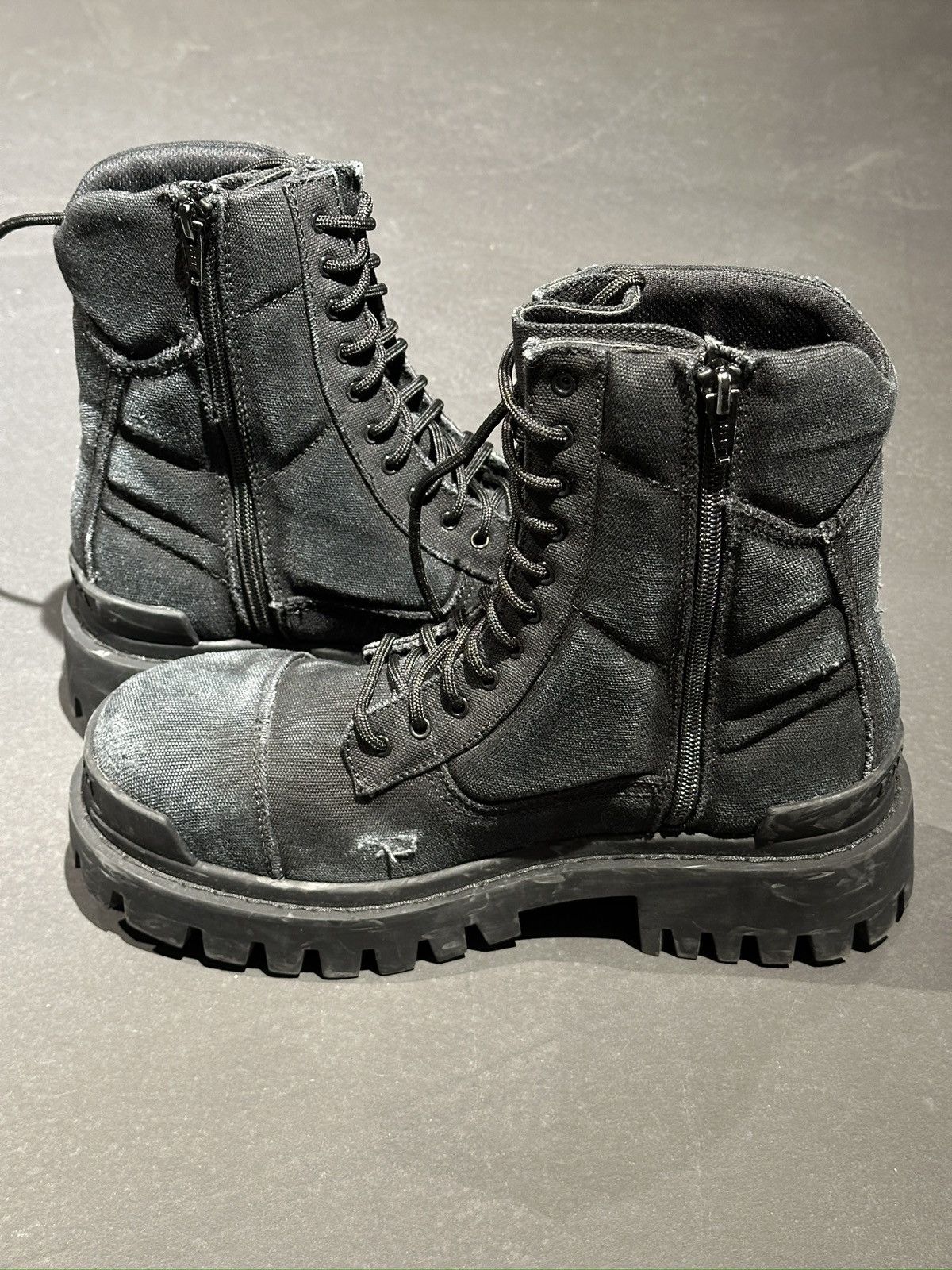 Balenciaga Black Canvas Strike Boots