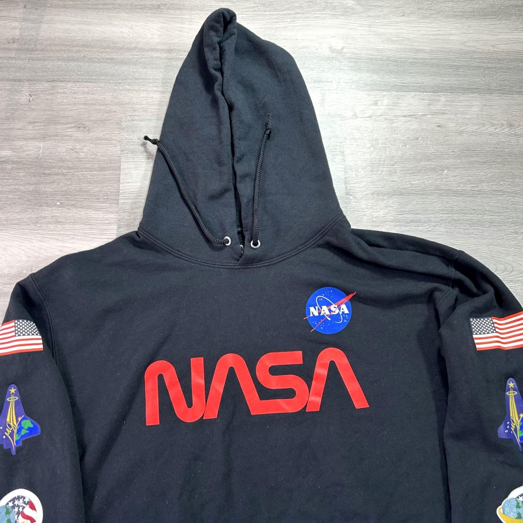 CO NASA Hoodie Mens Medium Black Fleece Pullover Graphic Bowery Supply Co Size US M / EU 48-50 / 2 - 4 Thumbnail