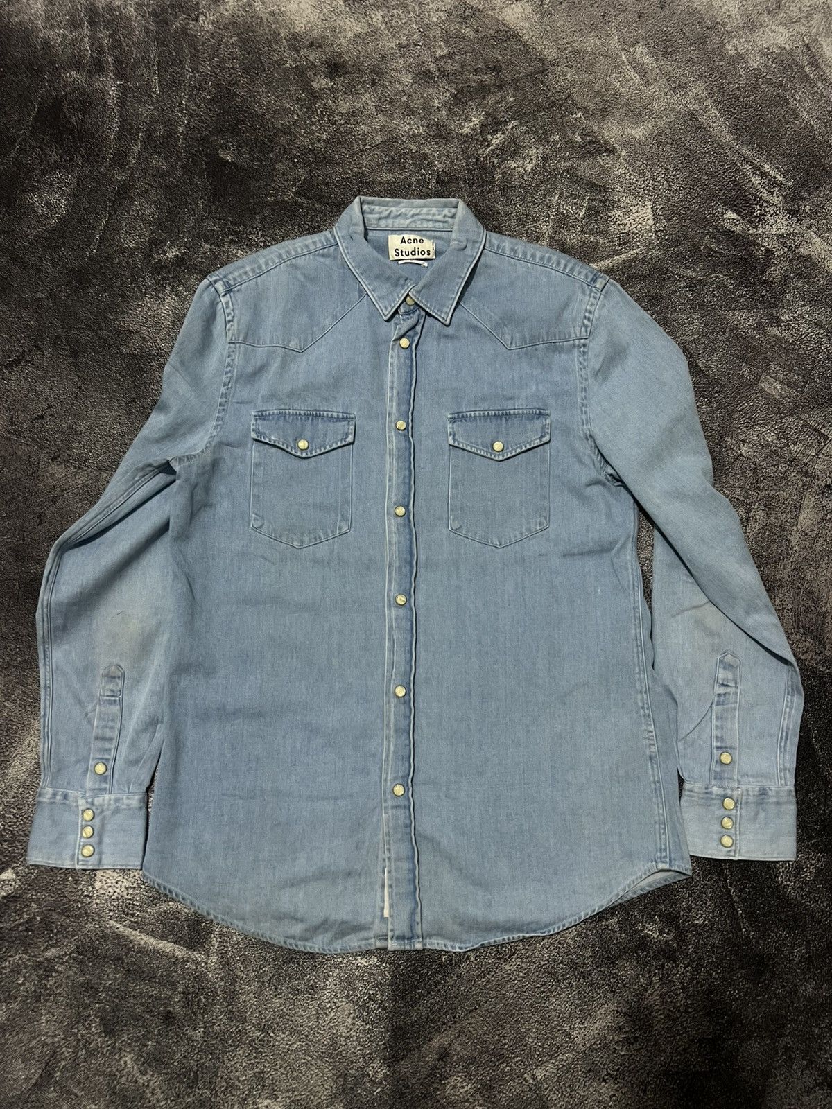 Acne Studios Acne Studios Ewing Den Pss16 Stone Button Shirt Size US M / EU 48-50 / 2 - 1 Thumbnail