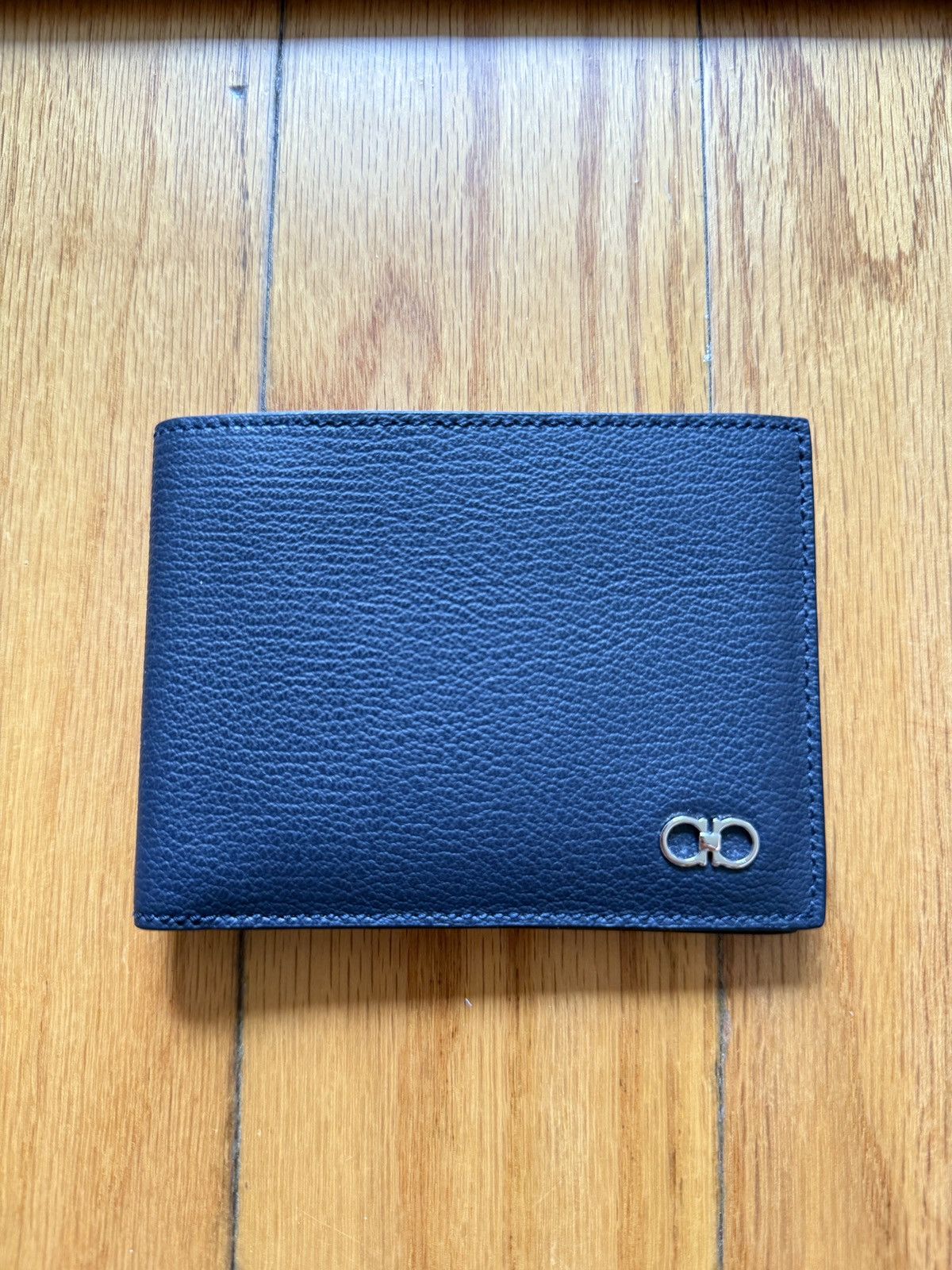 Ferragamo Men’s Small Leather Goods Wallet in Navy Blue