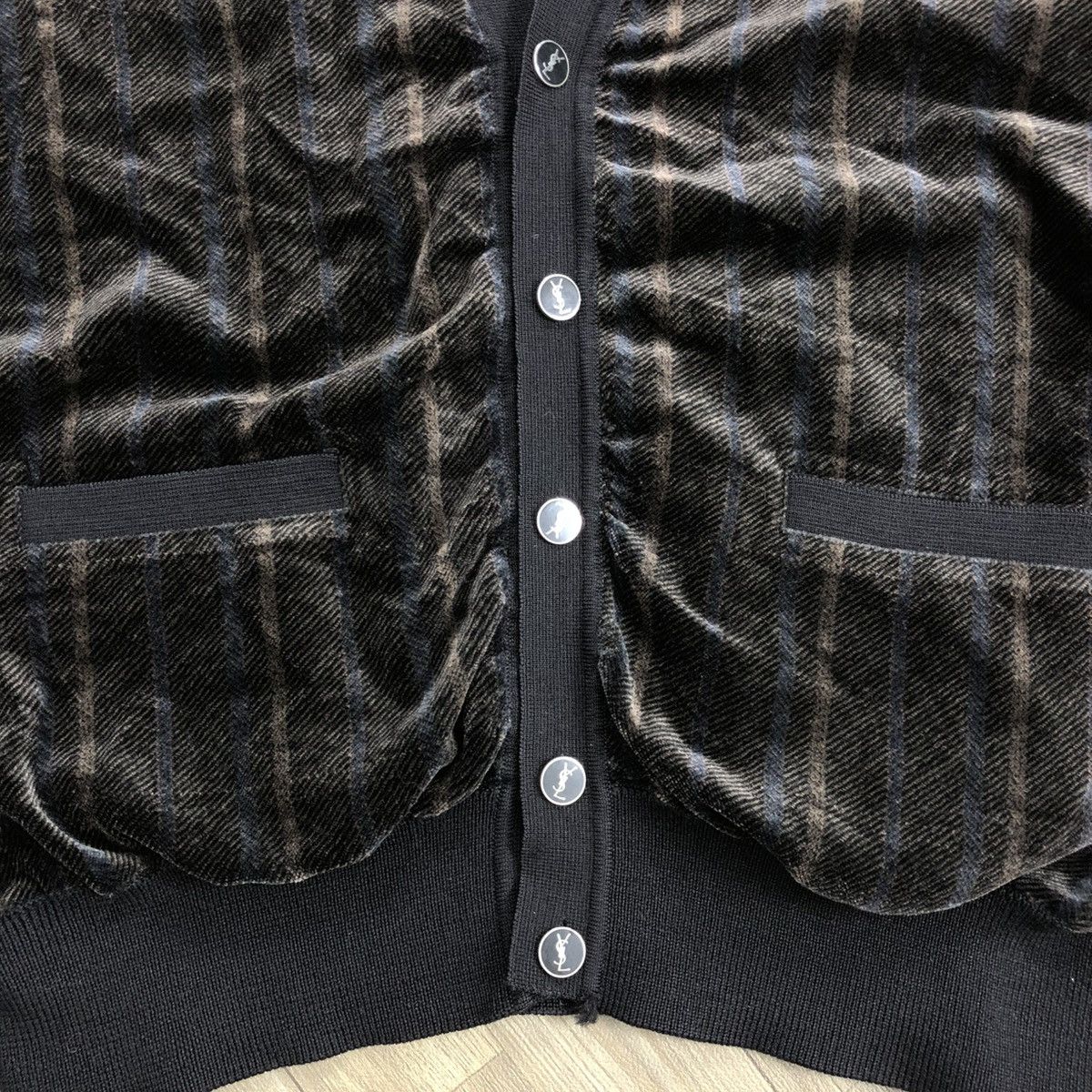 Vintage × Yves Saint Laurent 1990s Yves Saint Laurent Tricots YSL Iconic Knit Cardigan Size US L / EU 52-54 / 3 - 5 Thumbnail