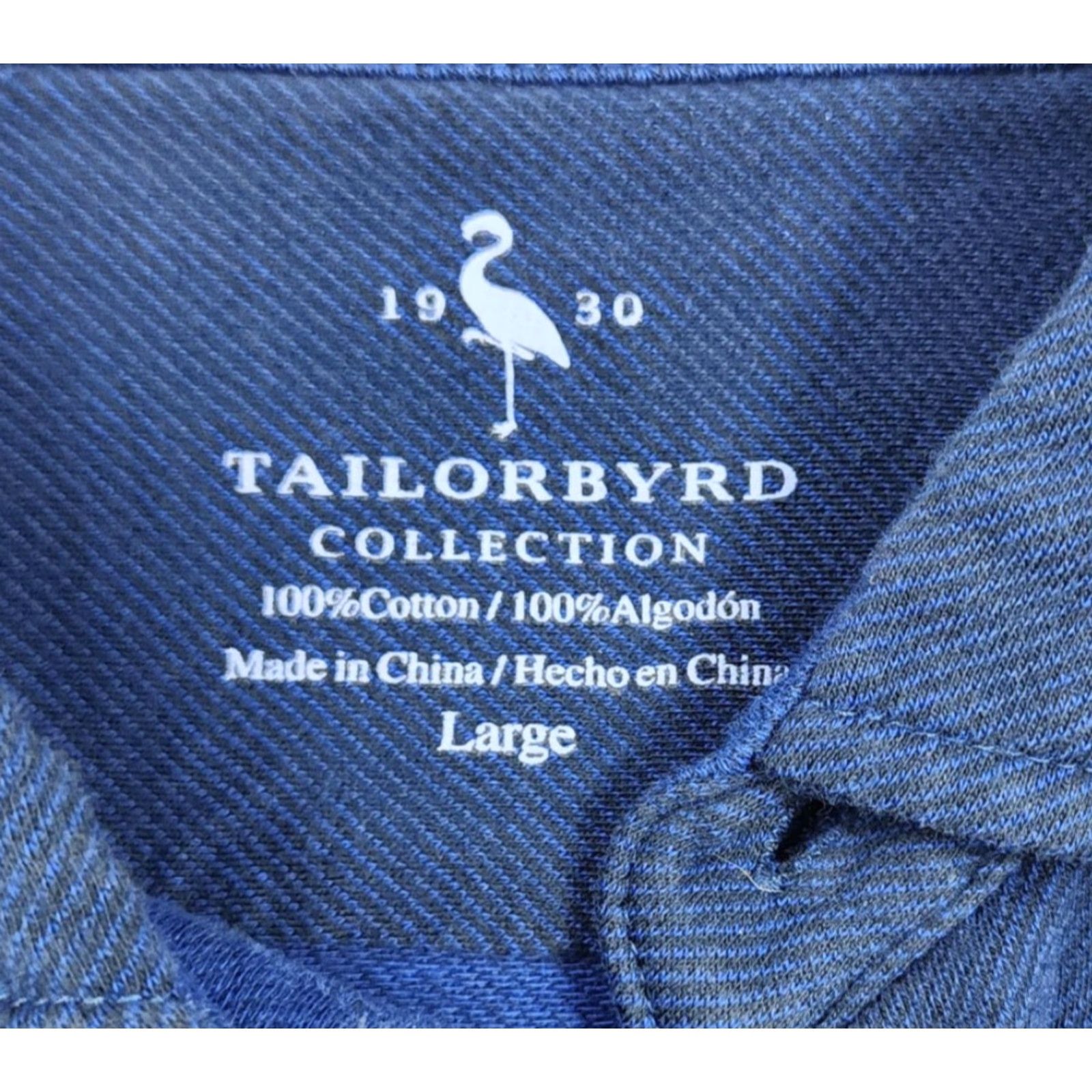 Tailorbyrd TAILORBYRD Shirt Mens Large Blue Long Sleeve Button-Up Knit Cotton Casual Size US L / EU 52-54 / 3 - 5 Thumbnail