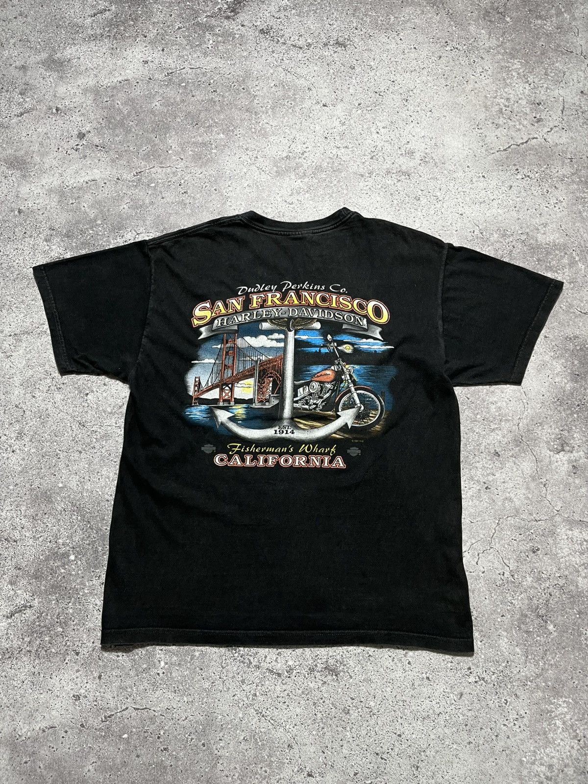 Harley Davidson Vintage HARLEY DAVIDSON Dudley Perkins San Francisco Tshirt Size US L / EU 52-54 / 3 - 1 Thumbnail