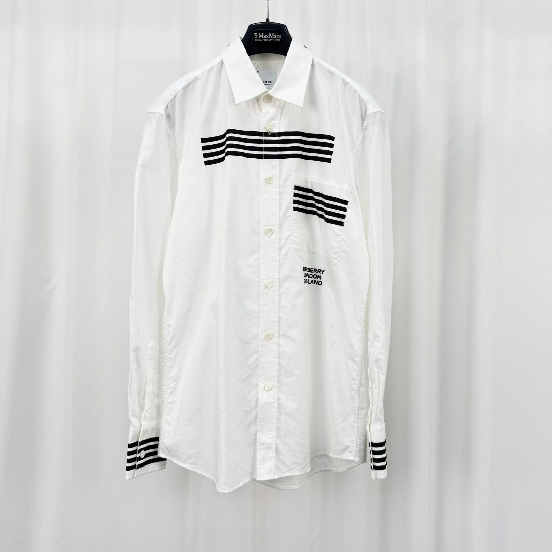Burberry Burberry Embroidered Letter Stripe Long Sleeve Shirt Size US M / EU 48-50 / 2 - 1 Preview