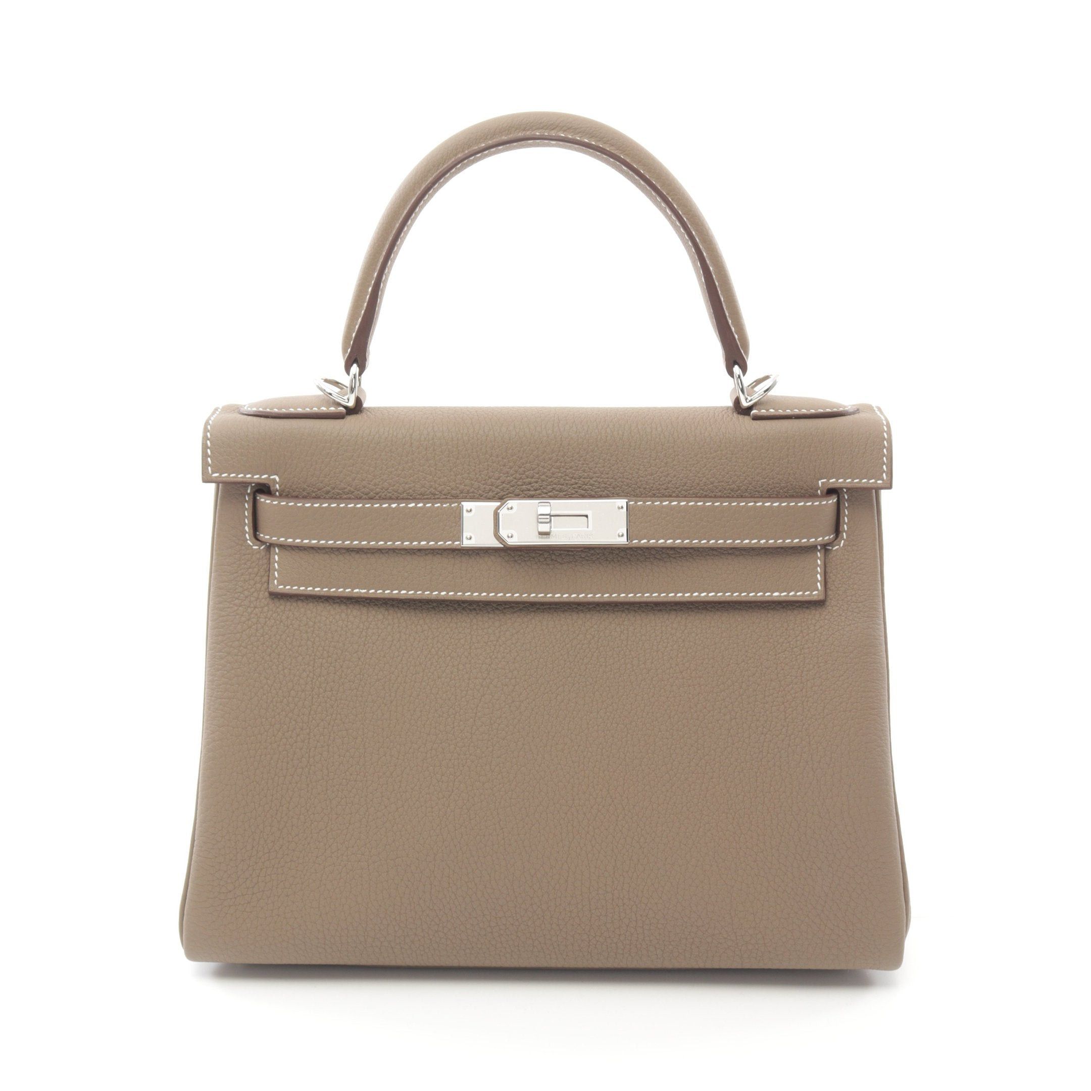 Hermes Hermes Kelly28 Etoupe Handbag Togo Gray Brown Silver Hardware Inner Stitch Double Engraved Size ONE SIZE - 1 Thumbnail
