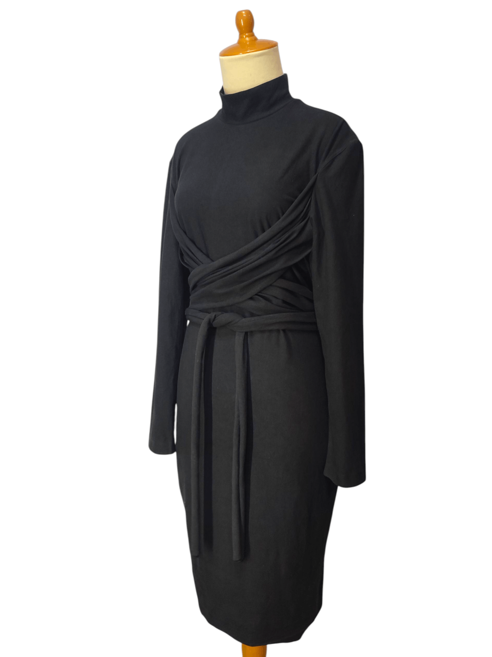 Vintage 80s Ritmo Di Perla- Italian Archive Cross Wrap Midi Dress Size M / US 6-8 / IT 42-44 - 2 Thumbnail