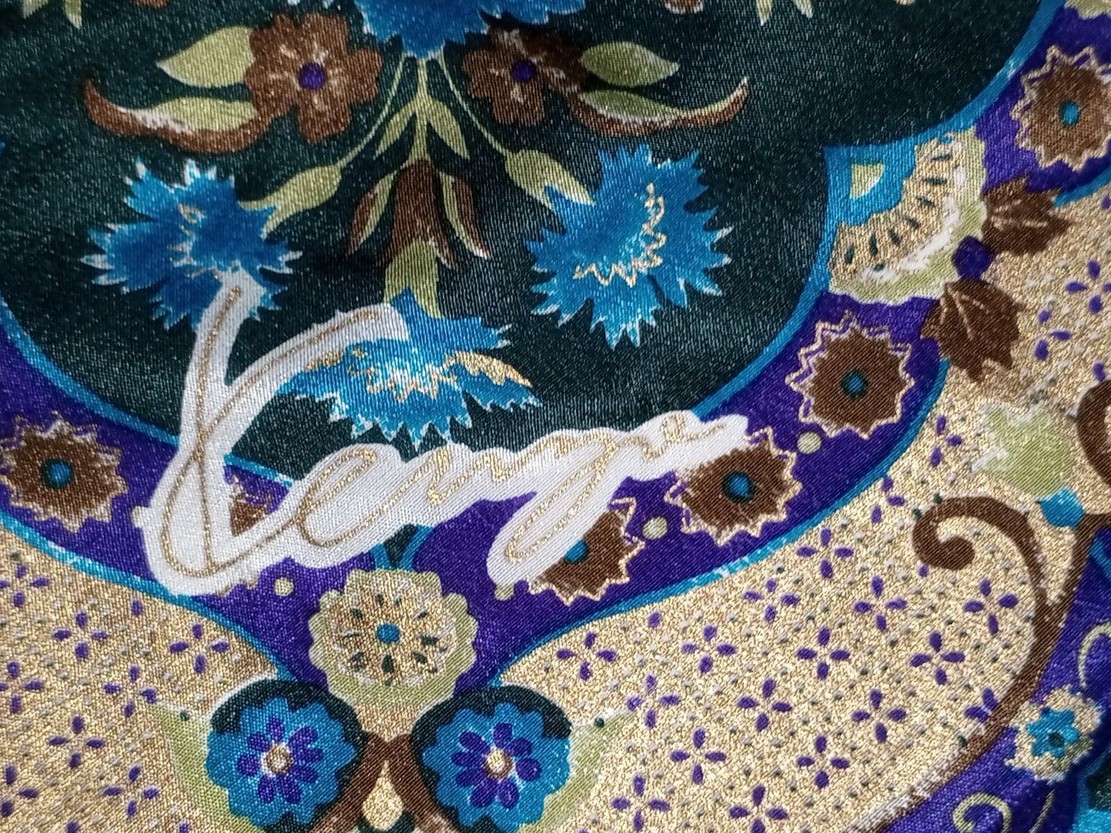 Kenzo KENZO PARIS Floral Flowers Purple Green Blue XXL Silk Scarf Size ONE SIZE - 2 Thumbnail