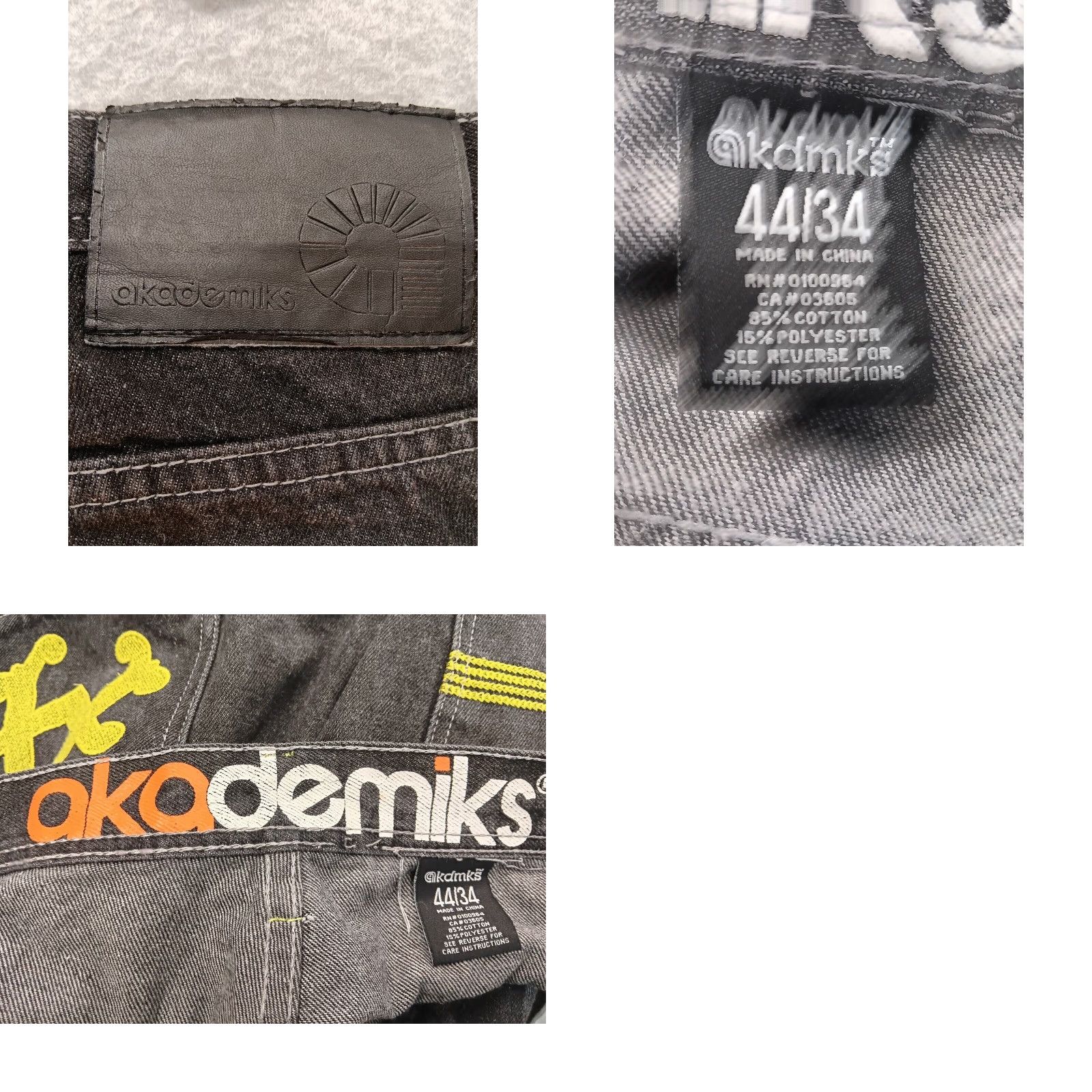Akademiks VINTAGE Akademiks Jeans 44x34 Black Denim Wide-Leg Mens 5-Pocket Logo Embroidered Y2K Hip Hop Skater Spring Summer Fall Winter Size US 44 / EU 60 - 9 Thumbnail