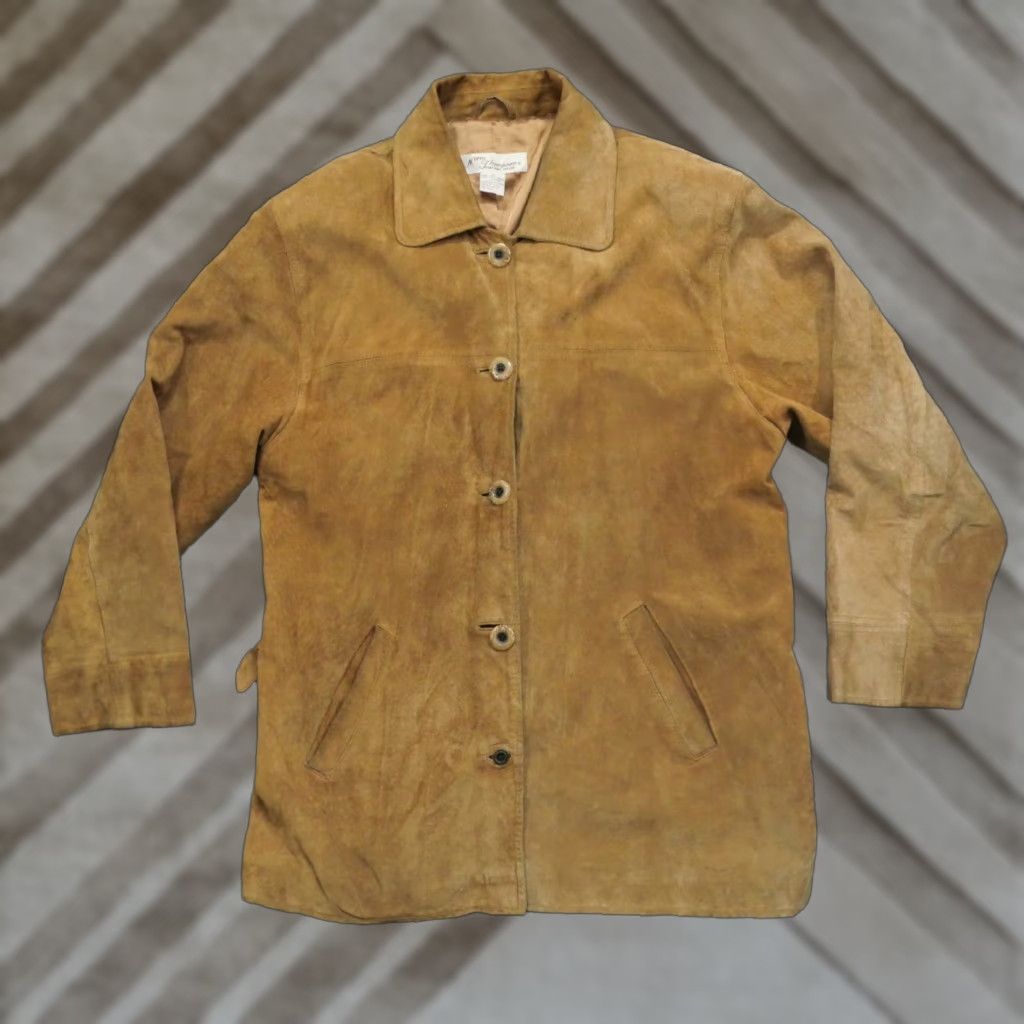 Jim Thompson VINTAGE Norm Thompson Suede Jacket Womens Medium Brown Coat Size M / US 6-8 / IT 42-44 - 1 Thumbnail