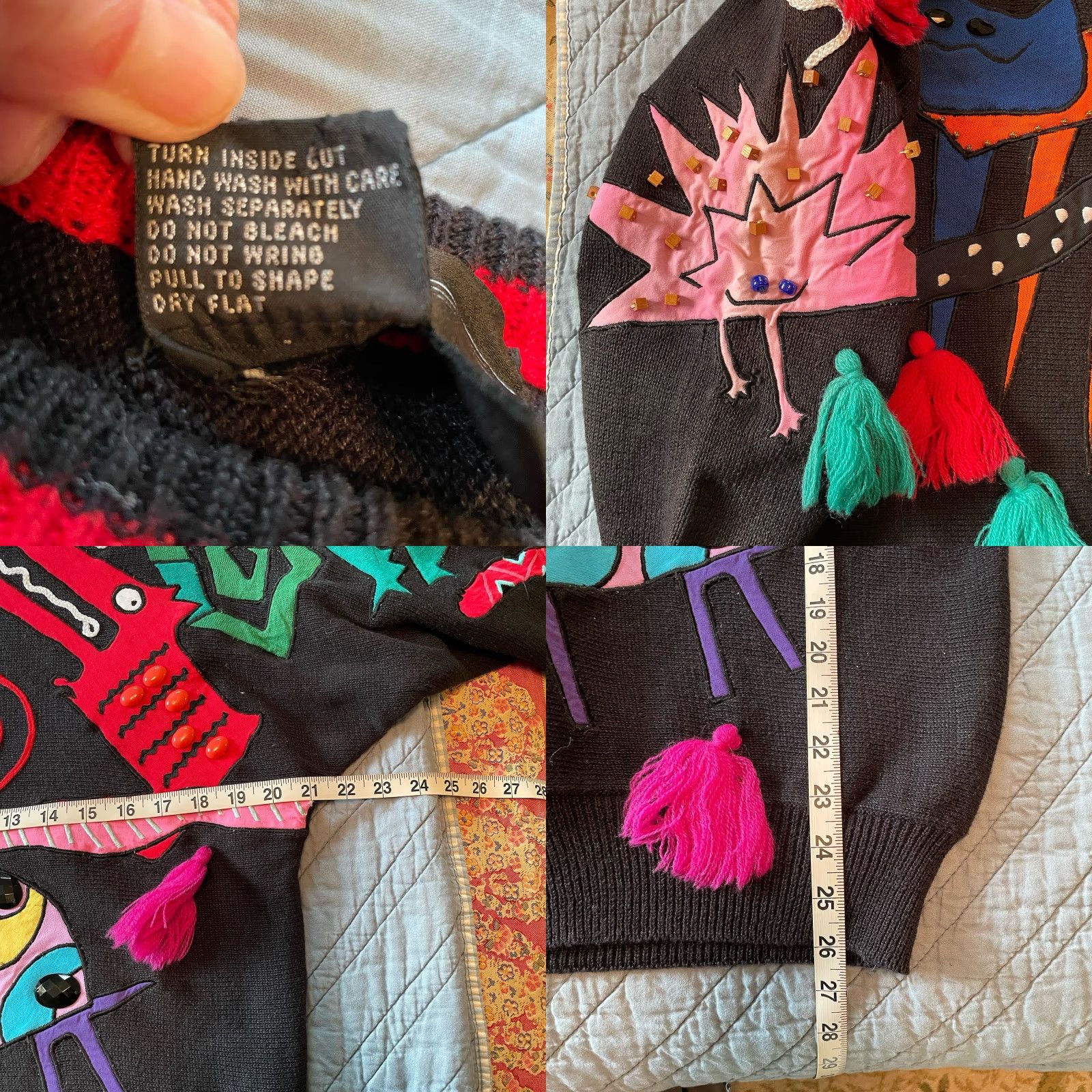 Vintage VTG 1990 Spree International Sweater Womens S appliqué abstract animals Cosby Size S / US 4 / IT 40 - 8 Thumbnail