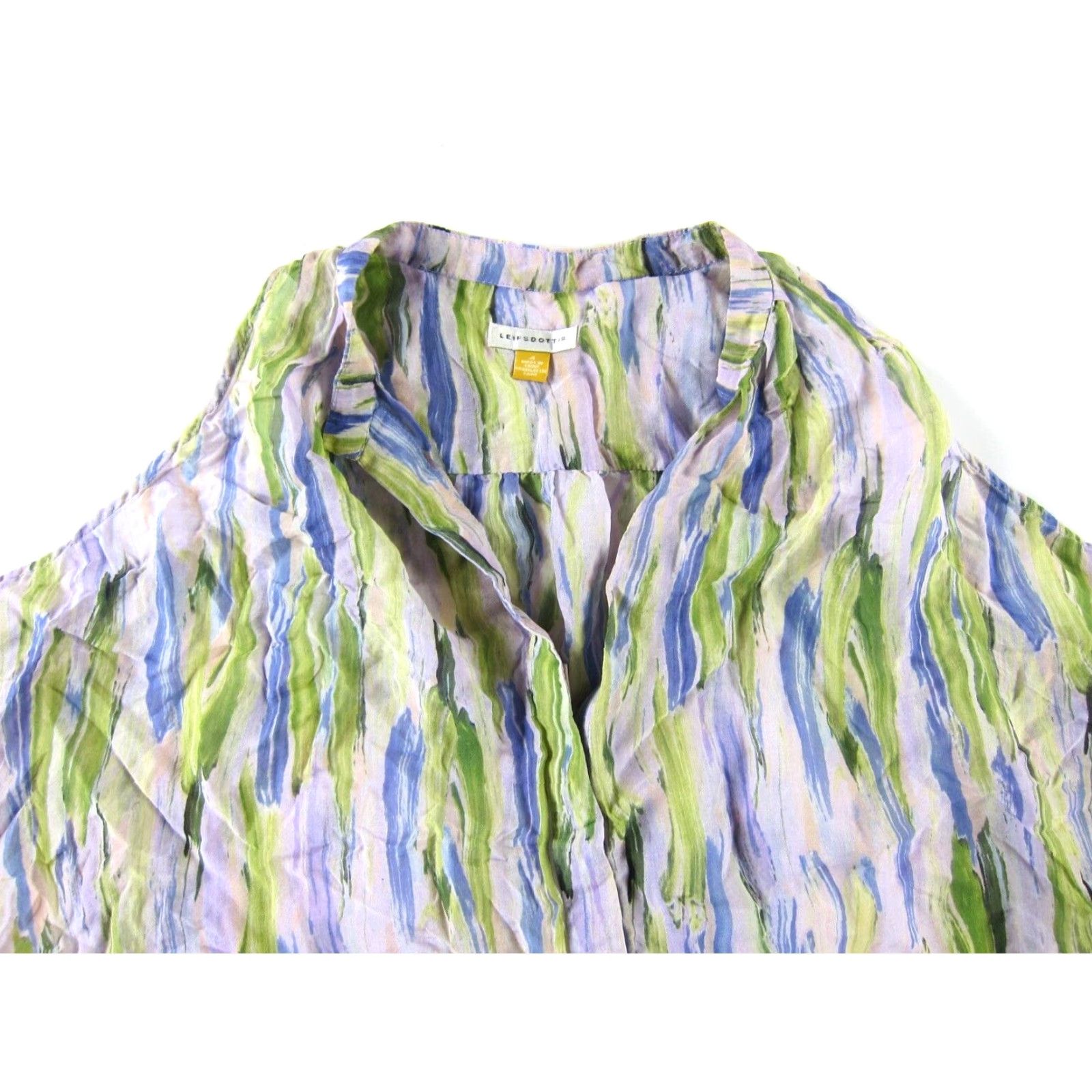 Anthropologie Leifsdottir Anthropologie Silk Blue Green Pink Button Down Sleeveless Blouse 4 Size S / US 4 / IT 40 - 4 Thumbnail