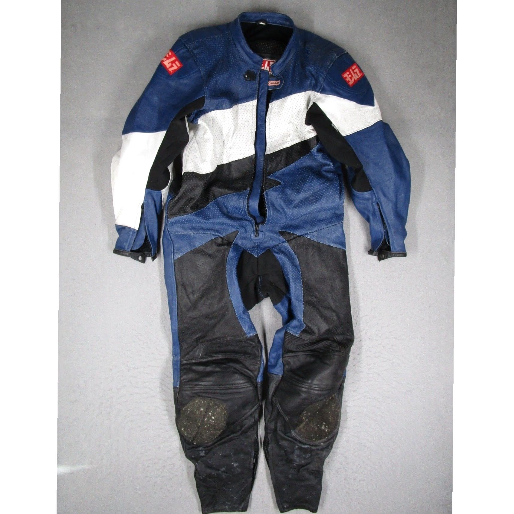 Vintage Yoshimura Racewear by Pilot Motorcycle Jacket Mens Leather Racing Suit Blue White 48 Size 48R - 2 Thumbnail