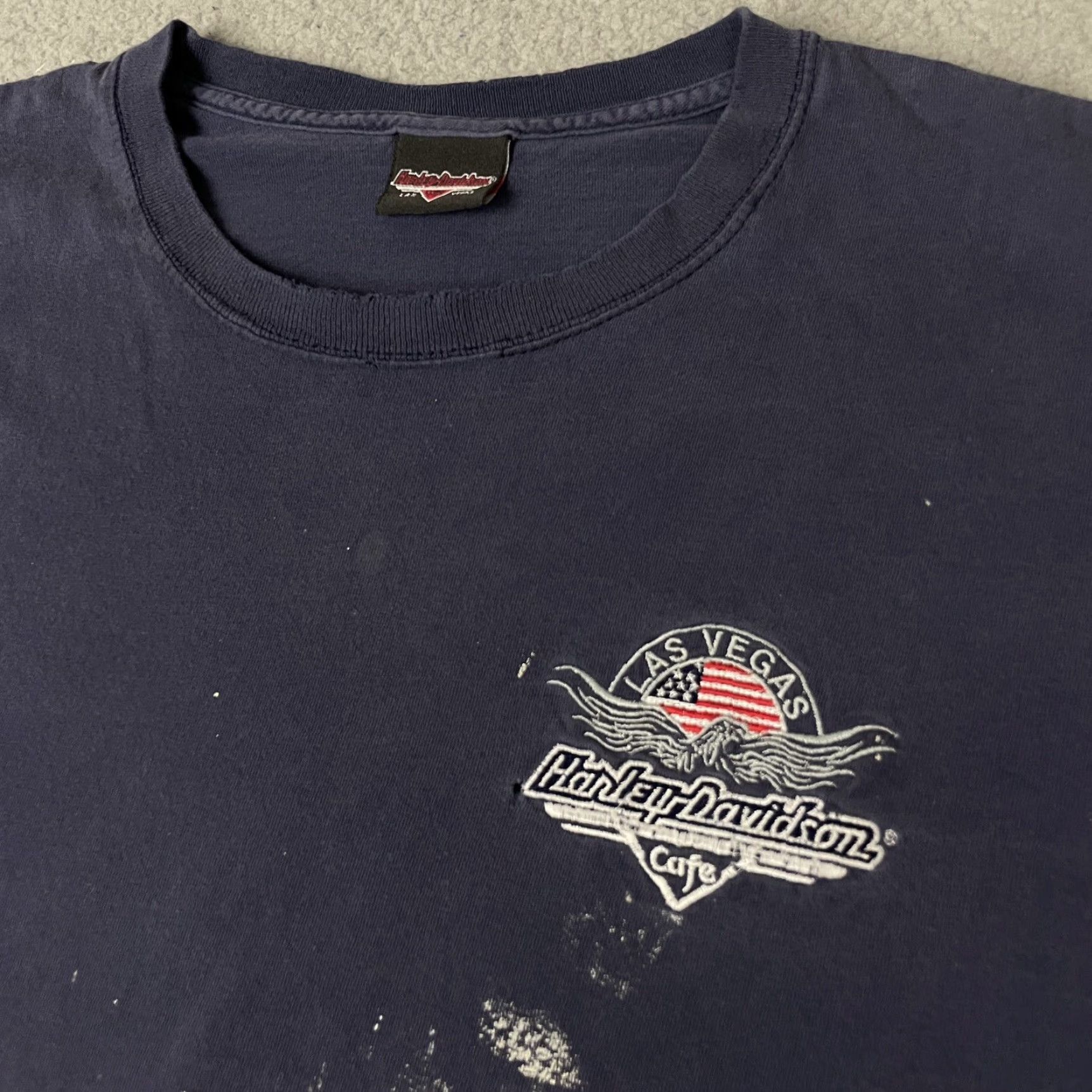 Harley Davidson VINTAGE Harley-Davidson T-shirt Adult XL Blue Distressed Embroidered Logo Long Sleeve Crew Neck Men's Harley-Davidson Shirt Size US XL / EU 56 / 4 - 3 Thumbnail