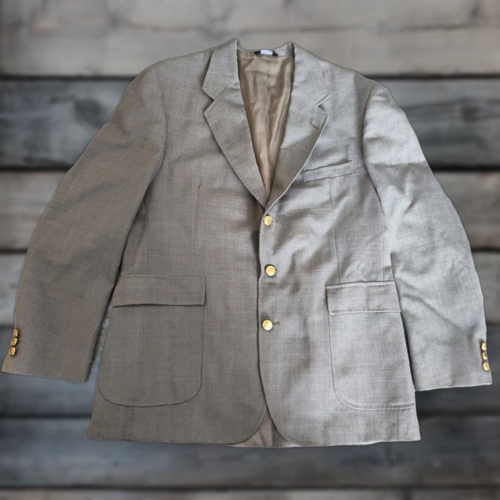 Orvis Orvis Blazer Sport Coat Jacket Three-Button Gold Buttons USA Made 44L Gray Men Size 44L - 1 Thumbnail