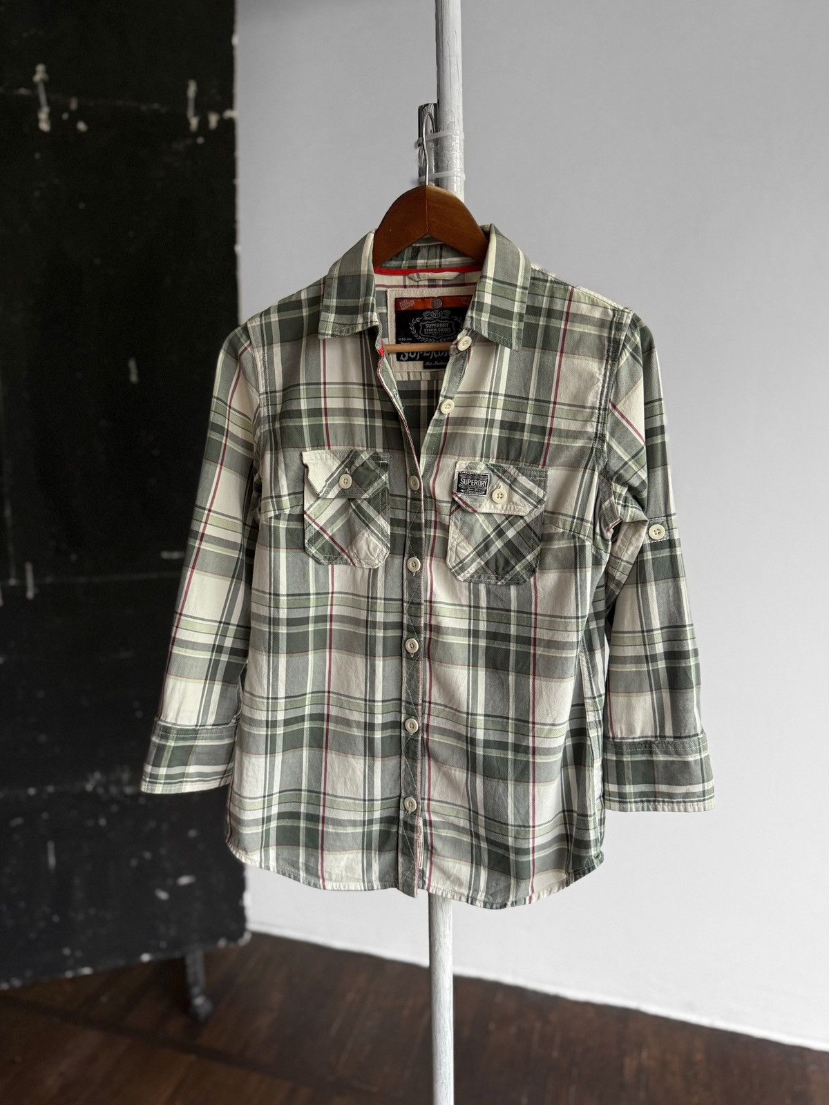 Designer × Superdry SuperDry Womens Plaid Pattern 3/4 Sleeve Button Up Shirt Size M / US 6-8 / IT 42-44 - 1 Thumbnail