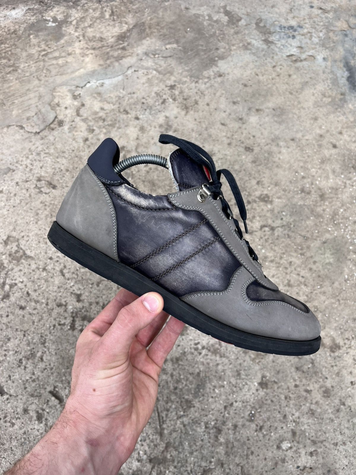 Kiton Rare Kiton Grey Leather Low Top Sneakers Luxury Avantgarde Size US 8 / EU 41 - 1 Thumbnail
