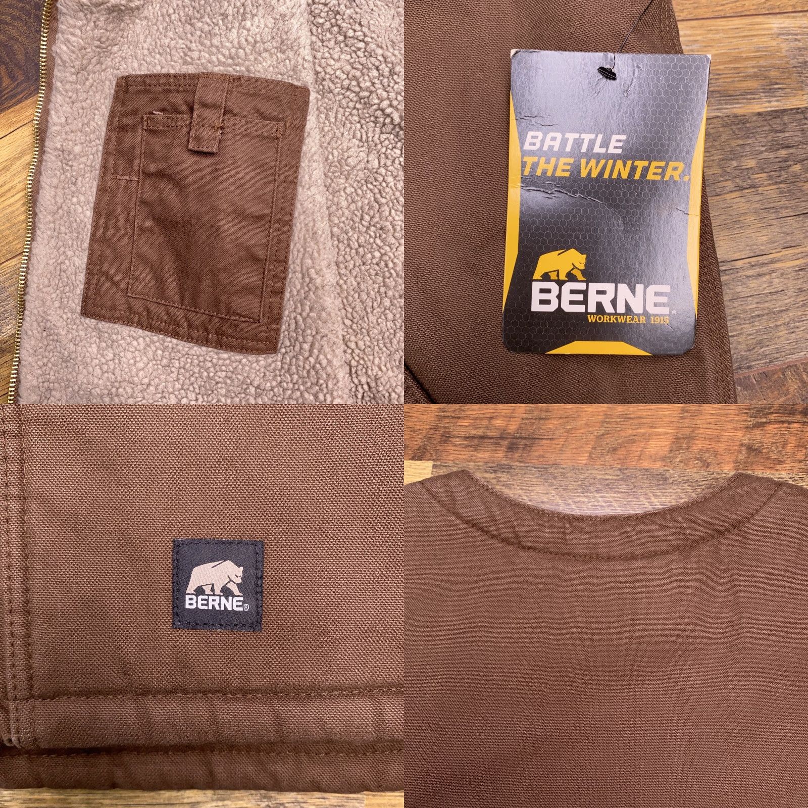 Vintage Berne Workwear Vest Mens XL Brown Canvas Sherpa Lined New Size US XL / EU 56 / 4 - 8 Thumbnail