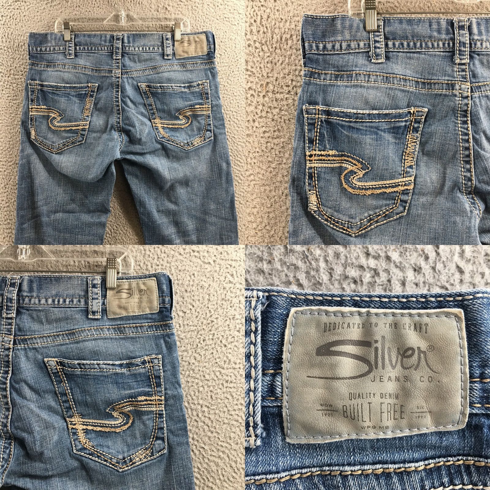Silver Jeans Co. Silver Straight Jeans Mens 36x32 Blue Mid Rise Zip Fly Pockets Jeans Mens Regular Classic Straight 5-Pocket Denim Cotton 38 in Waist Size US 36 / EU 52 - 9 Thumbnail