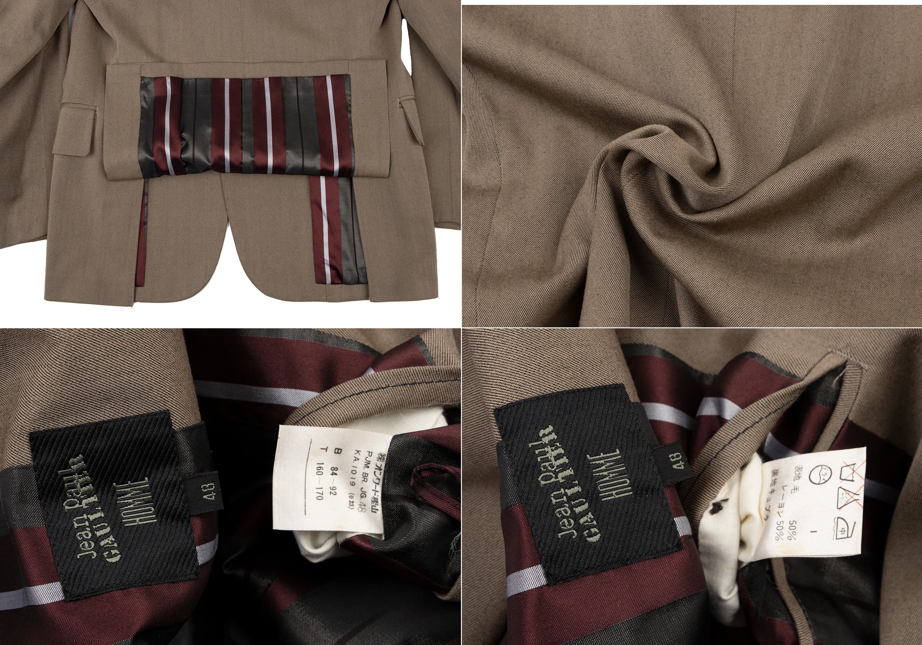 Jean Paul Gaultier Wool and Rayon Stripe 2B Jacket in Beige Size 48 Size US M / EU 48-50 / 2 - 19 Thumbnail