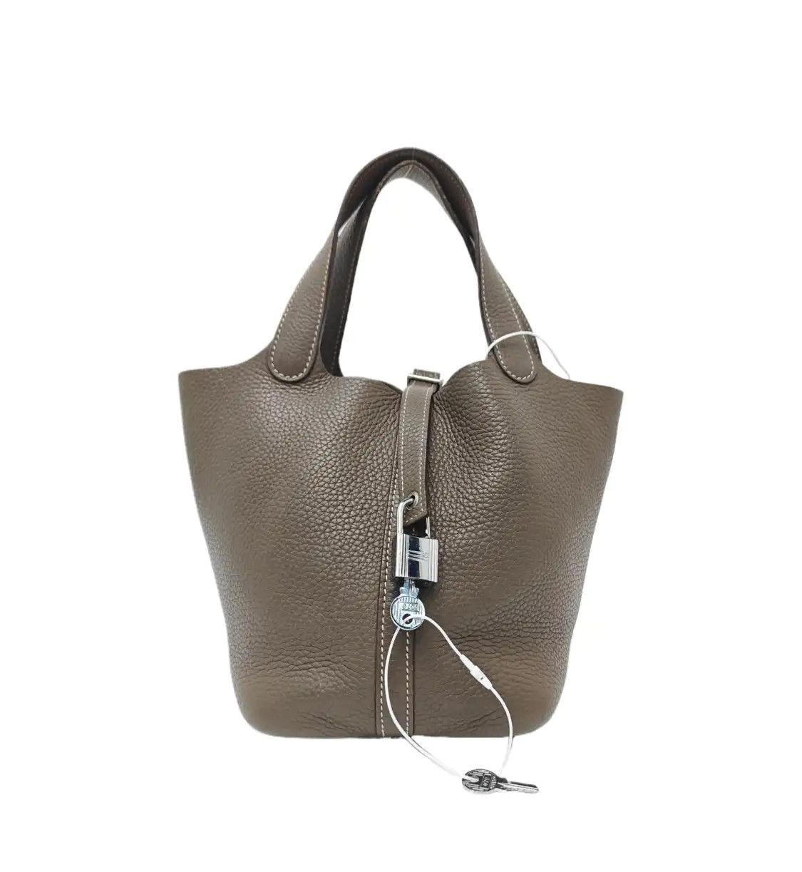 Hermes Hermes Picotin Lock 18 Etoupe Clemence cowhide leather picotin handbag silver ha Size ONE SIZE - 1 Thumbnail